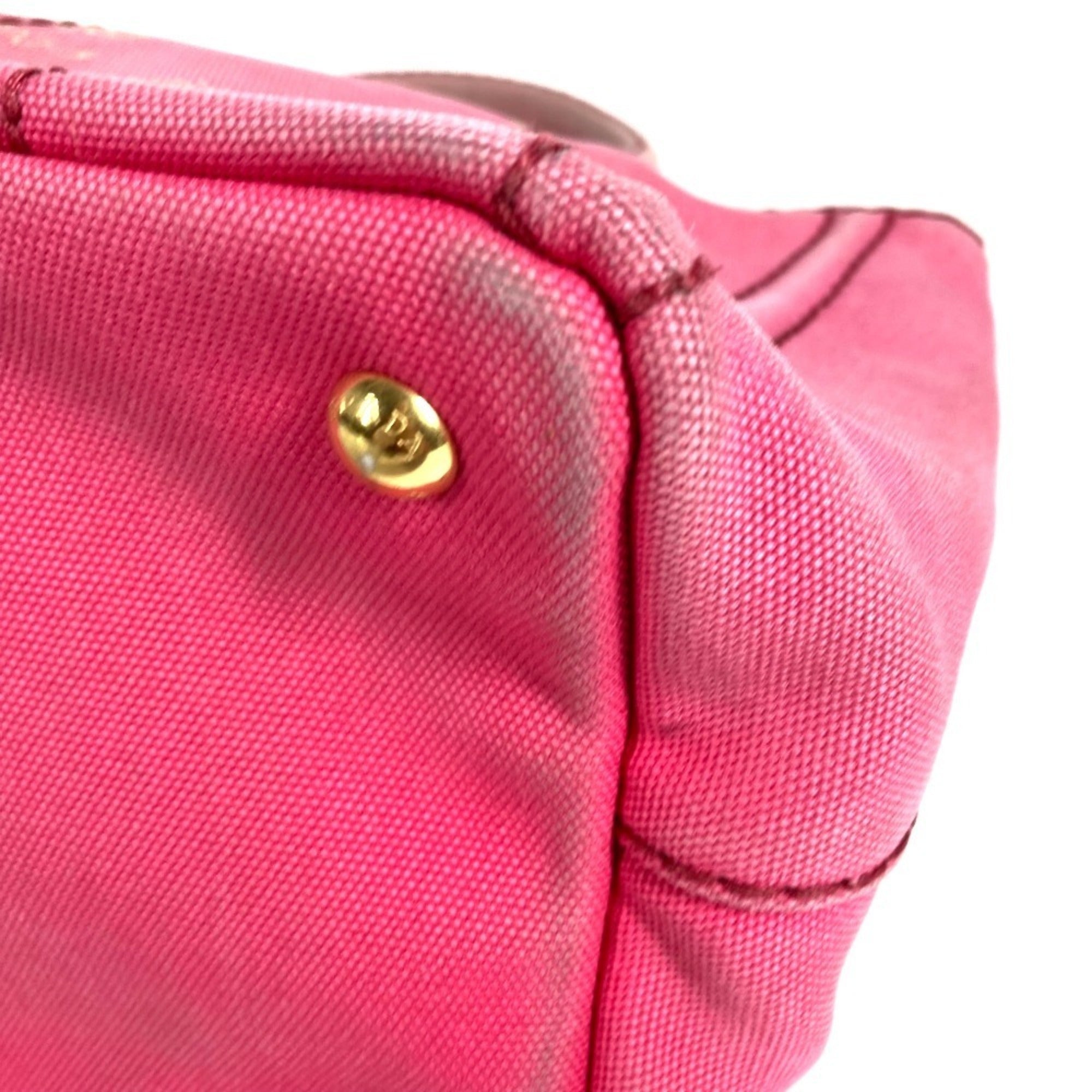 Prada Canapa Pink Canvas Handbag Shoulder Bag Tote Bag (Pre-Owned)