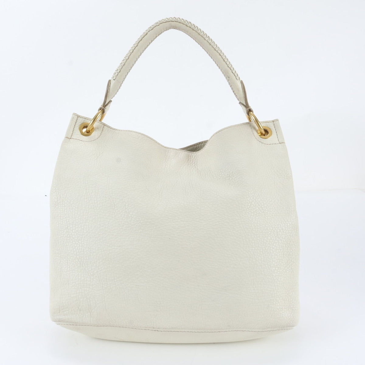 Prada White Leather Handbag Shoulder Bag Tote Bag (Pre-Owned)