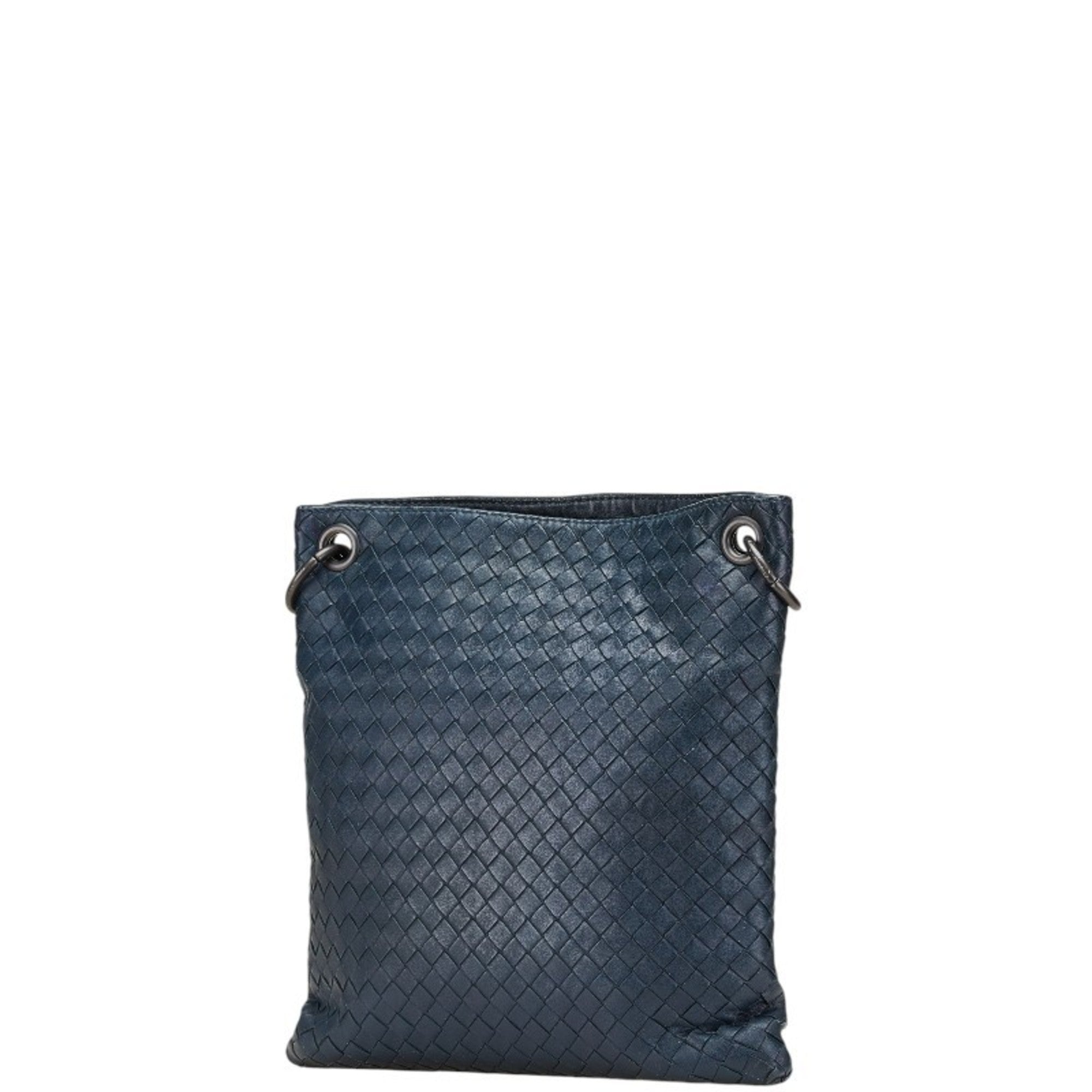 Bottega Veneta Navy Black Leather Shoulder Bag (Pre-Owned)