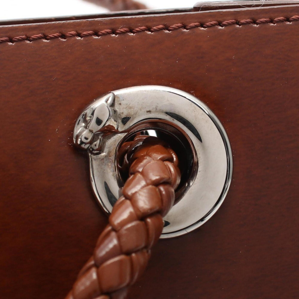 Cartier Panthère Brown Leather Tote Bag (Pre-Owned)