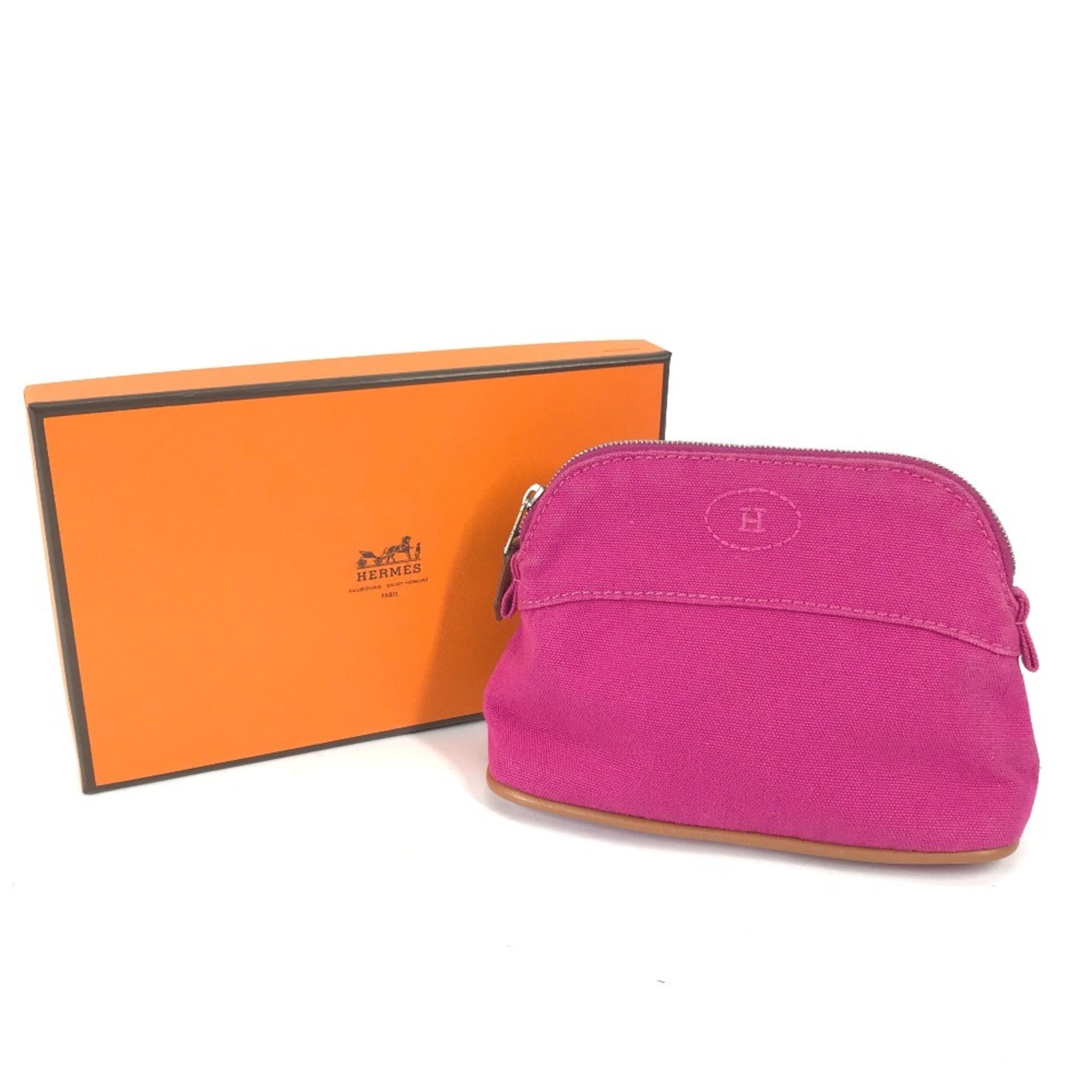 Hermes Pink Canvas Pouch (Pre-Owned)