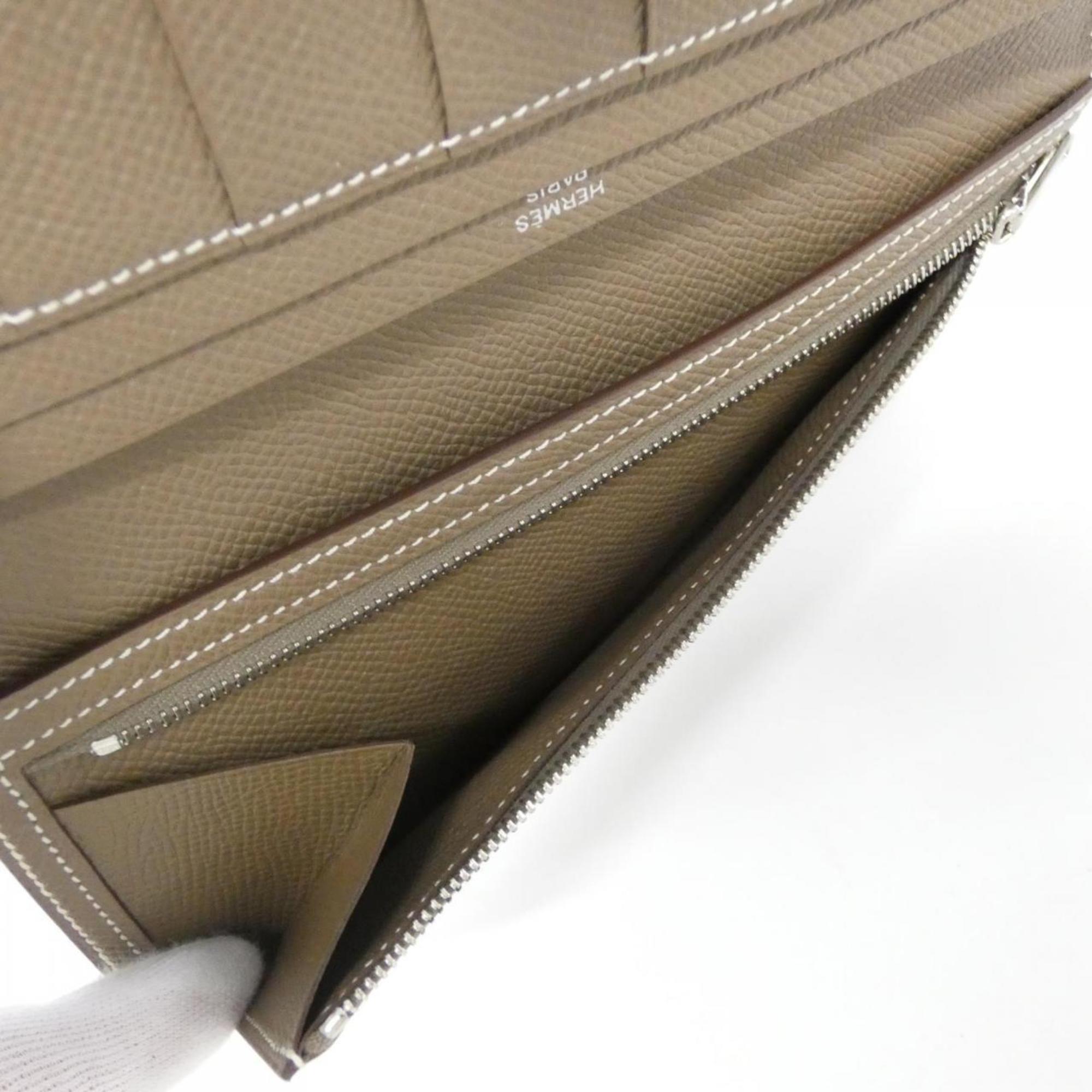 Hermes Bearn Etoupe Gray Epsom Leather Long Wallet (Bi-Fold) (Pre-Owned)