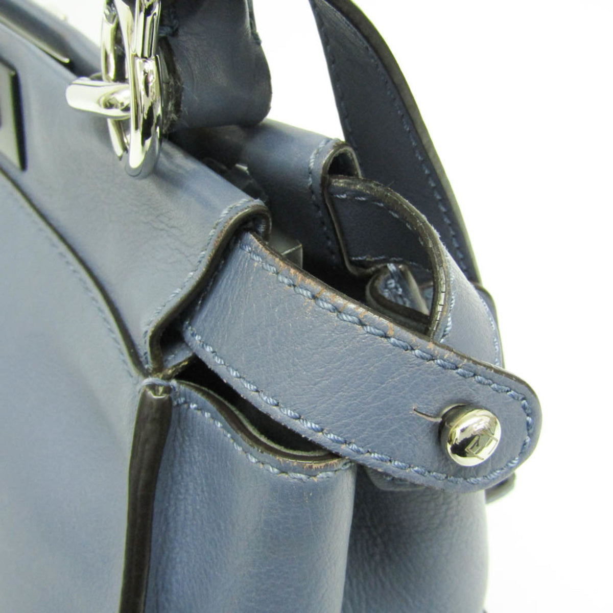 Fendi Peekaboo Blue Leather Handbag Shoulder Bag (Pre-Owned)