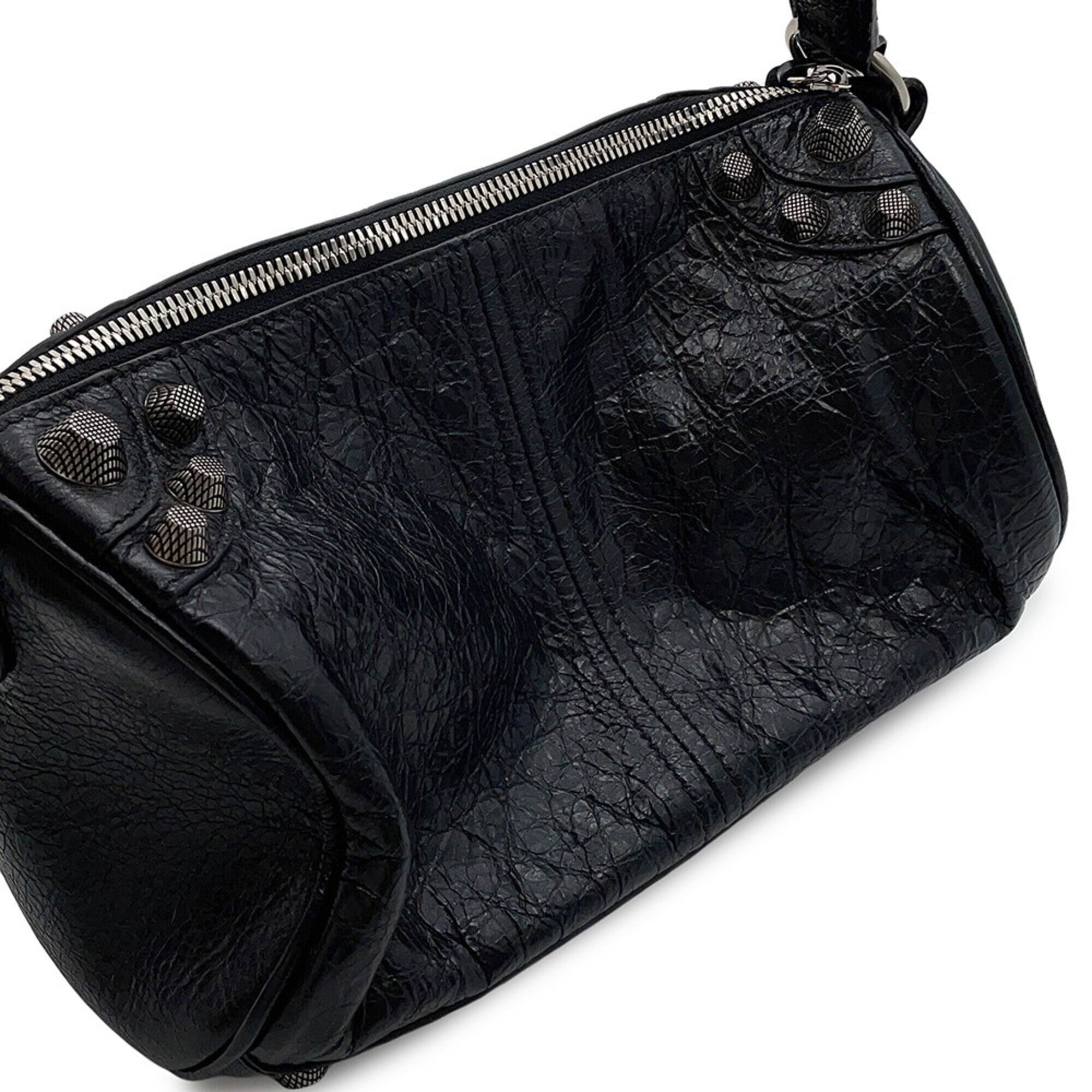 Balenciaga Black Leather Handbag Shoulder Bag (Pre-Owned)