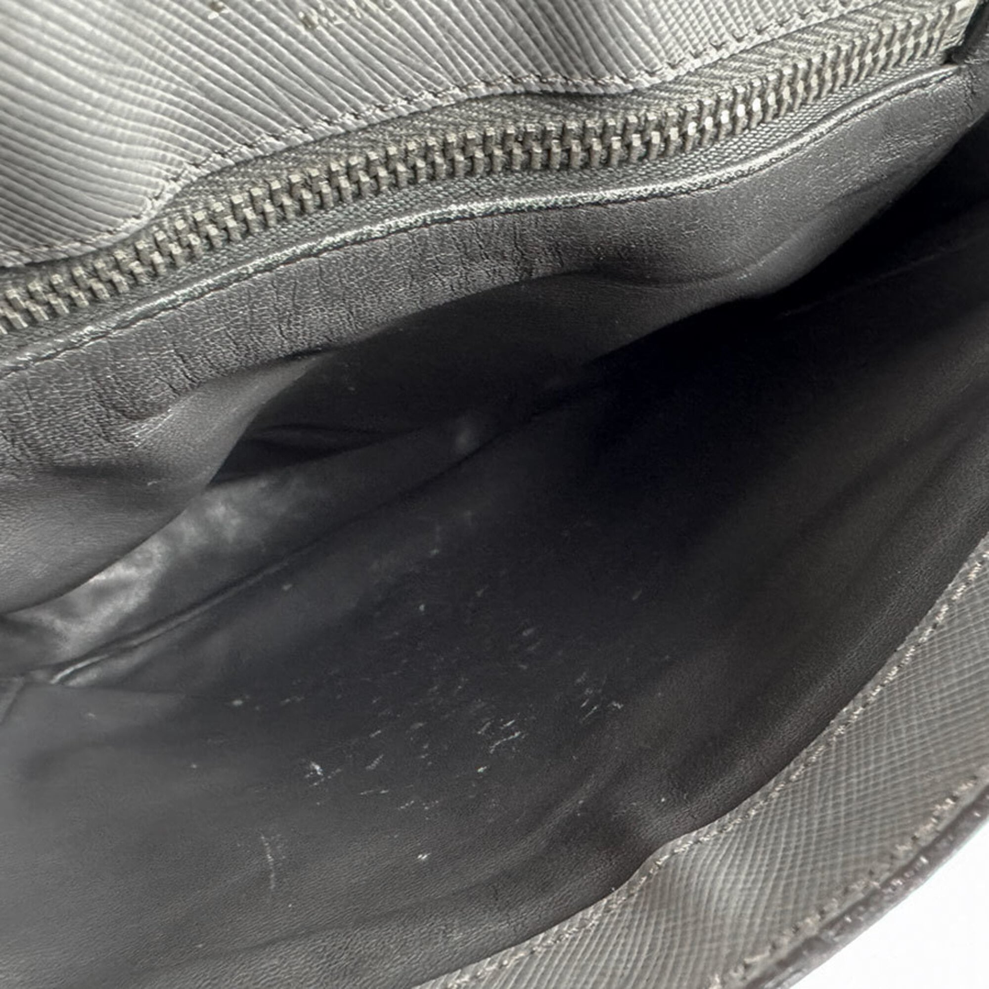 Prada Gray Leather Shoulder Bag (Pre-Owned)