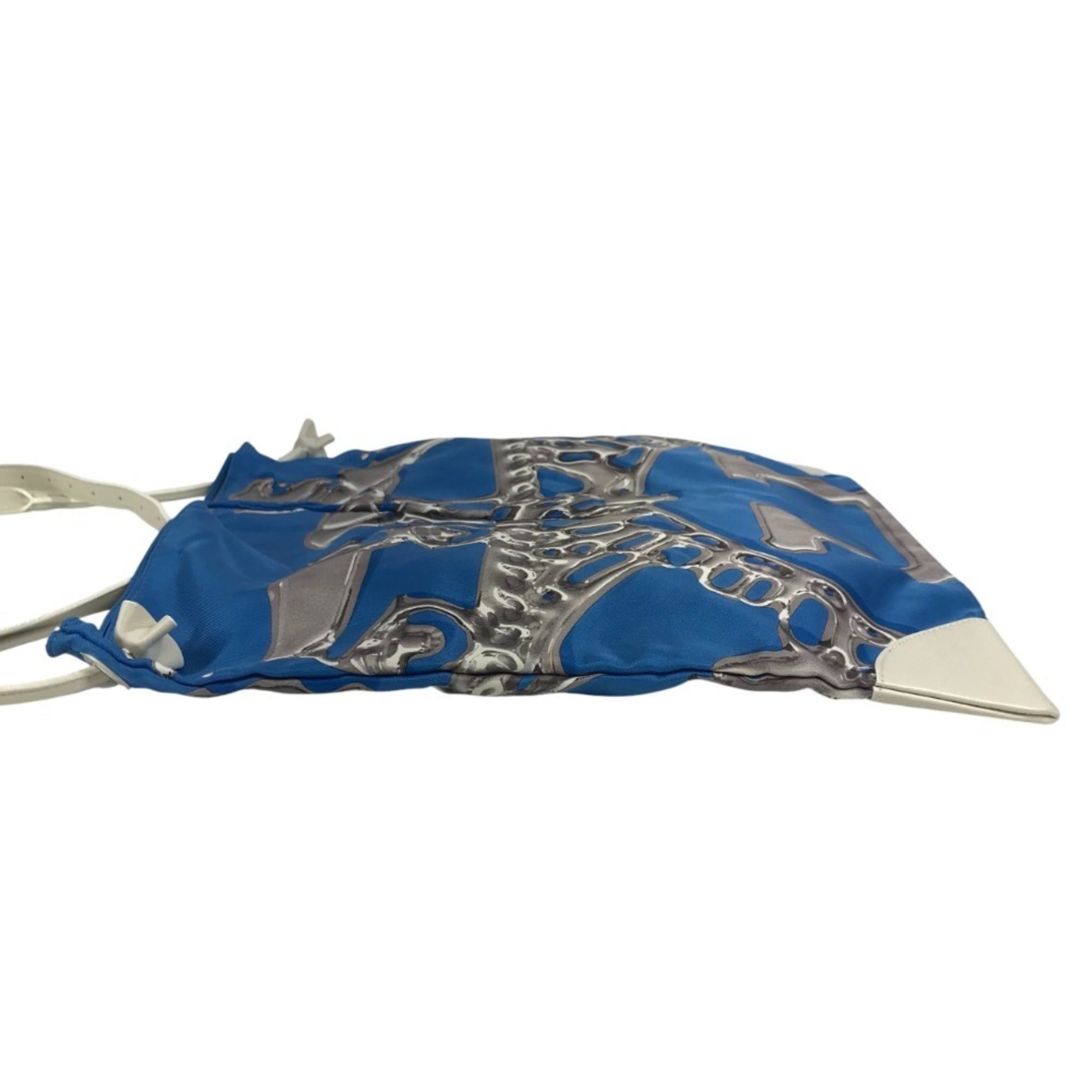 Hermes Blue White Silk Leather Shoulder Bag (Pre-Owned)
