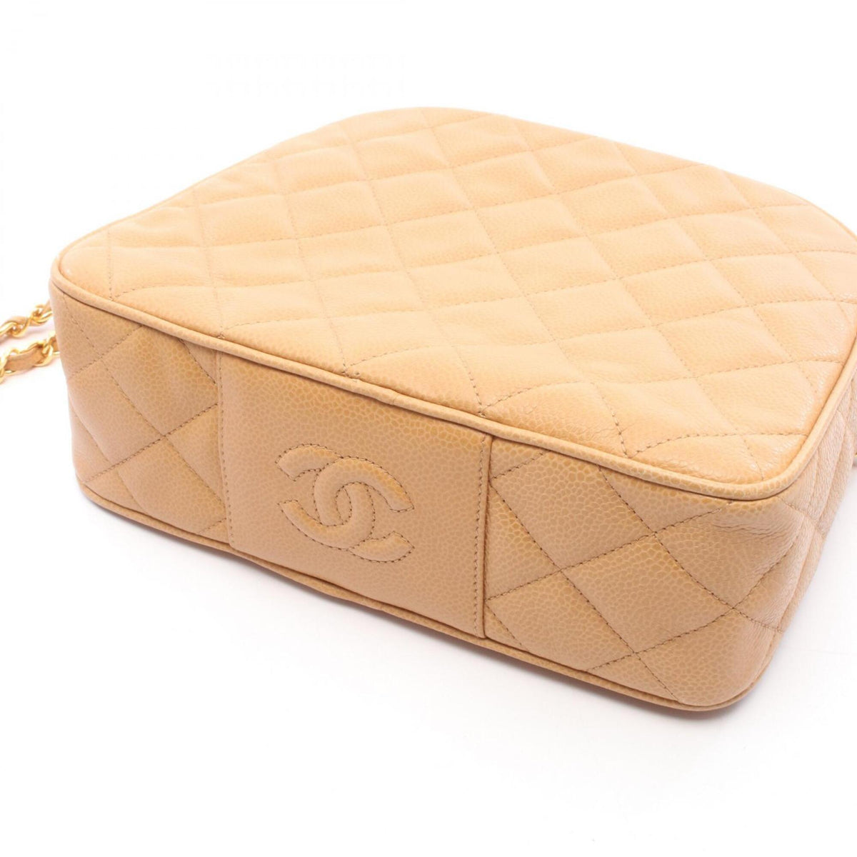 Chanel Beige Grained Calfskin Handbag Shoulder Bag (Pre-Owned)