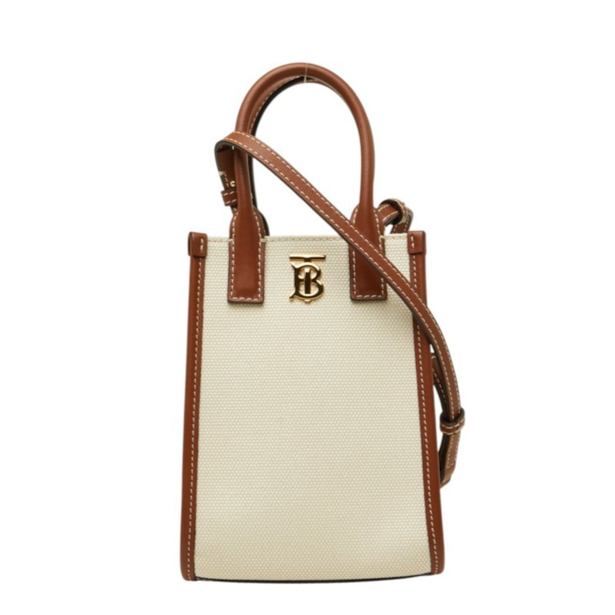 Burberry Brown Ivory Ivory Handbag Shoulder Bag (Pre-Owned)