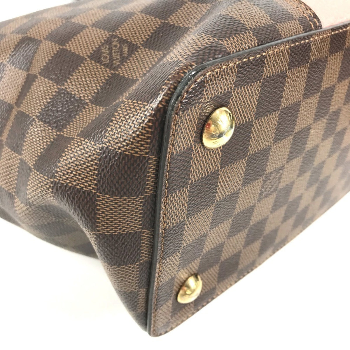 Louis Vuitton Brown Damier Canvas Galle Magnolia Pink Jersey Handbag Shoulder Bag Tote Bag (Pre-Owned)