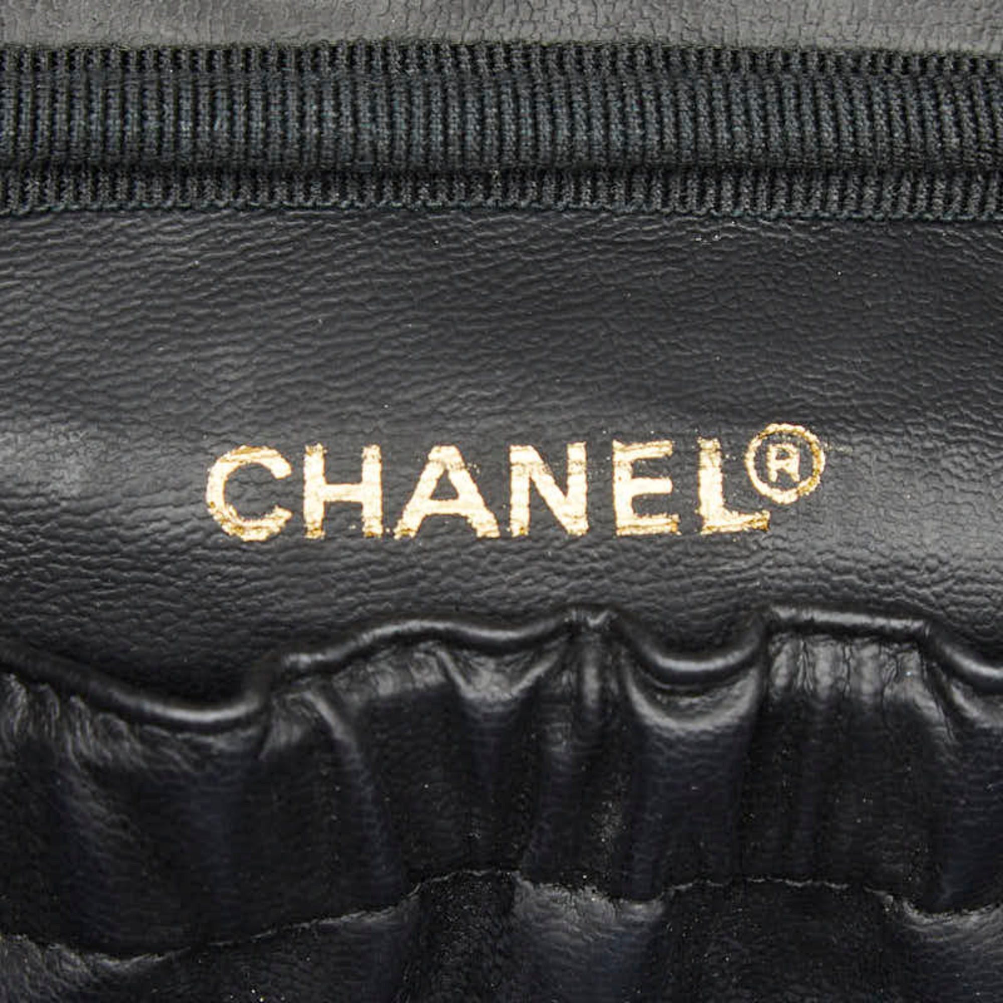 Chanel Black Leather Handbag Vanity Bag (Pre-Owned)