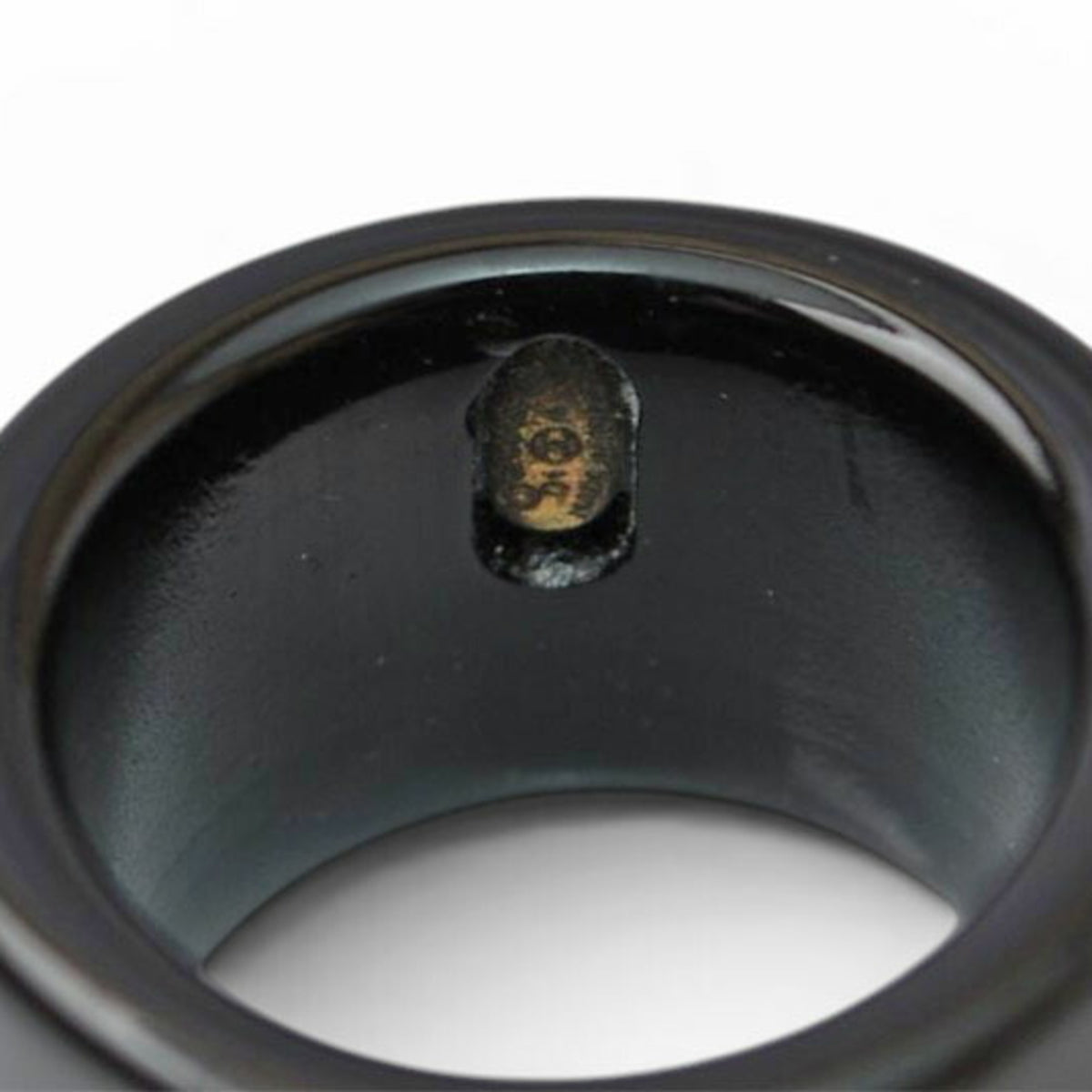 Chanel Gold Black Plastic Band Ring (Pre-Owned)