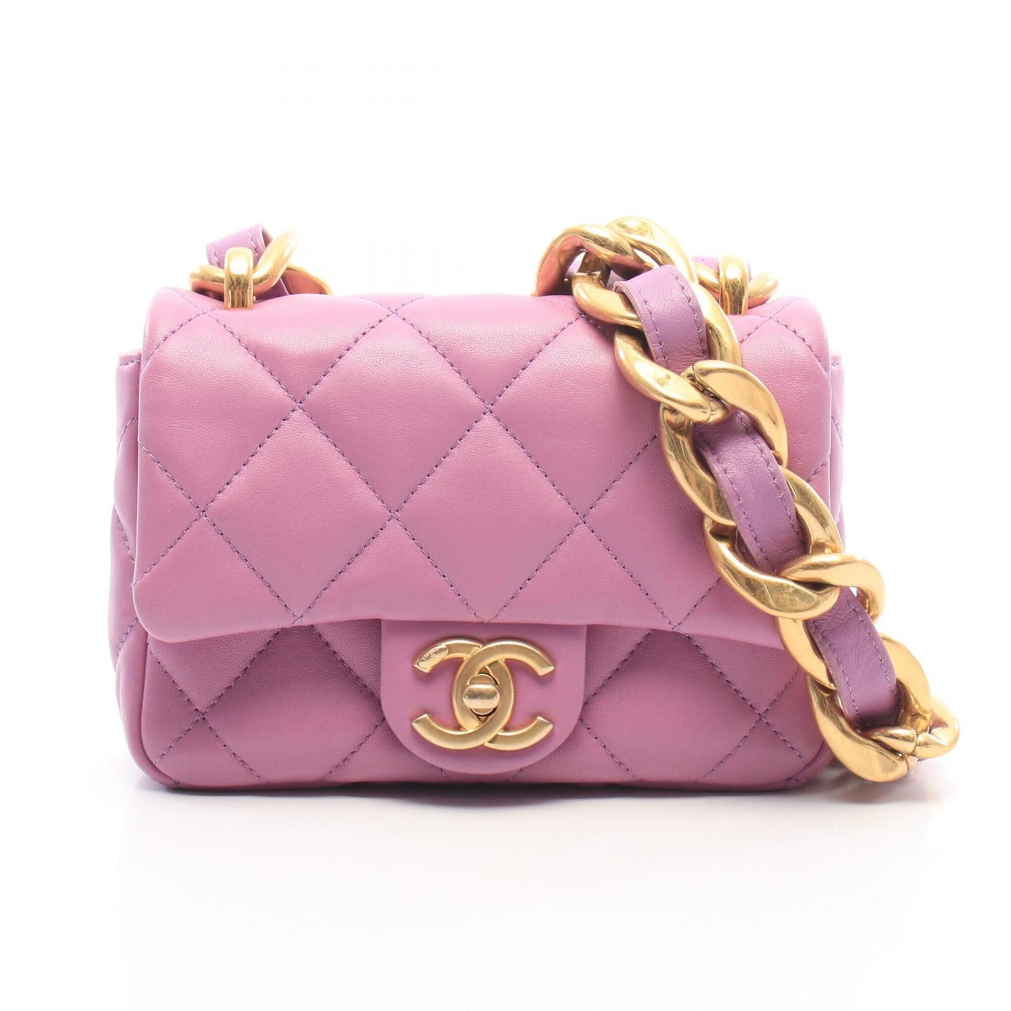 Chanel Purple Leather Handbag Shoulder Bag (Pre-Owned)