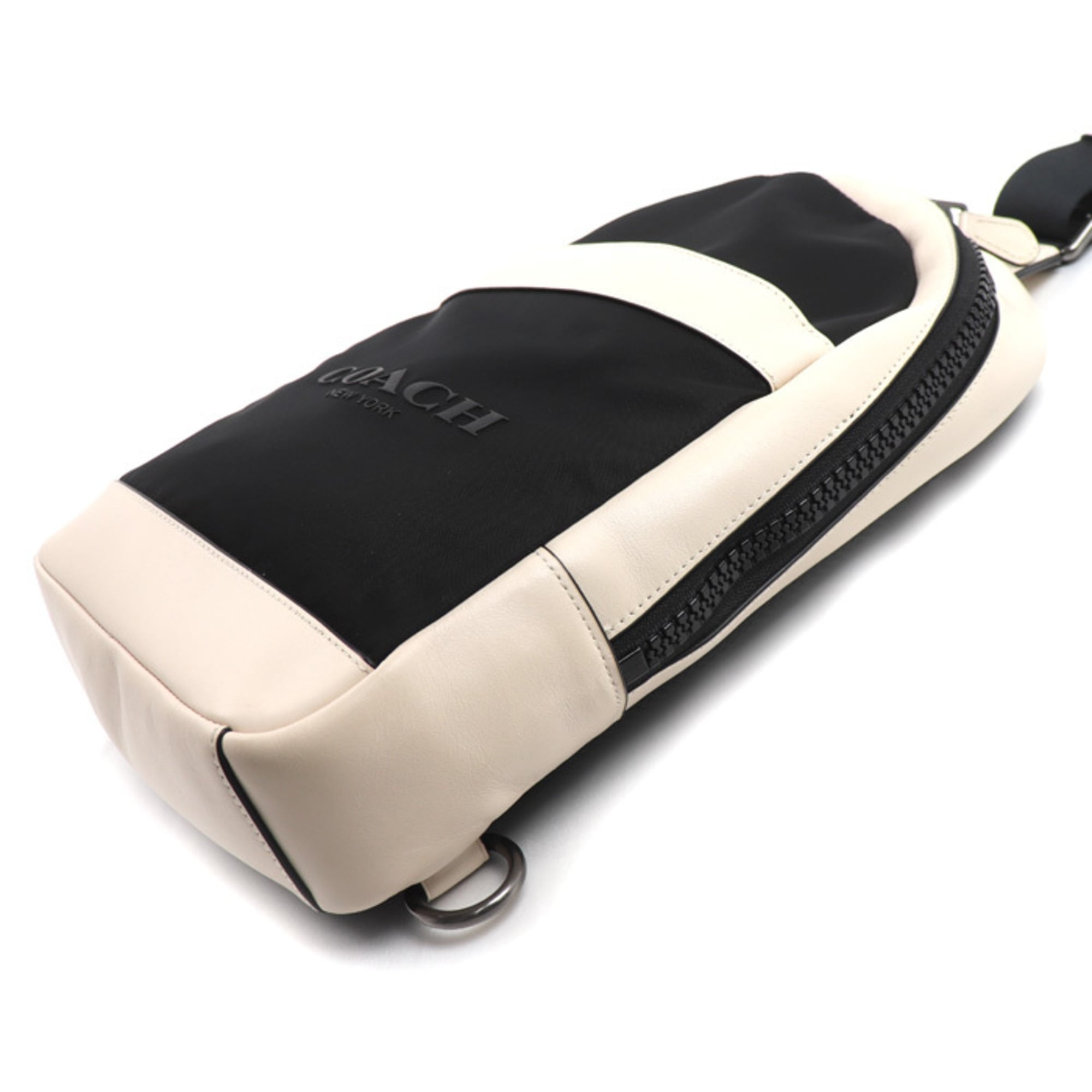 Coach Black Off-White Leather Nylon Sling Bag (Pre-Owned)