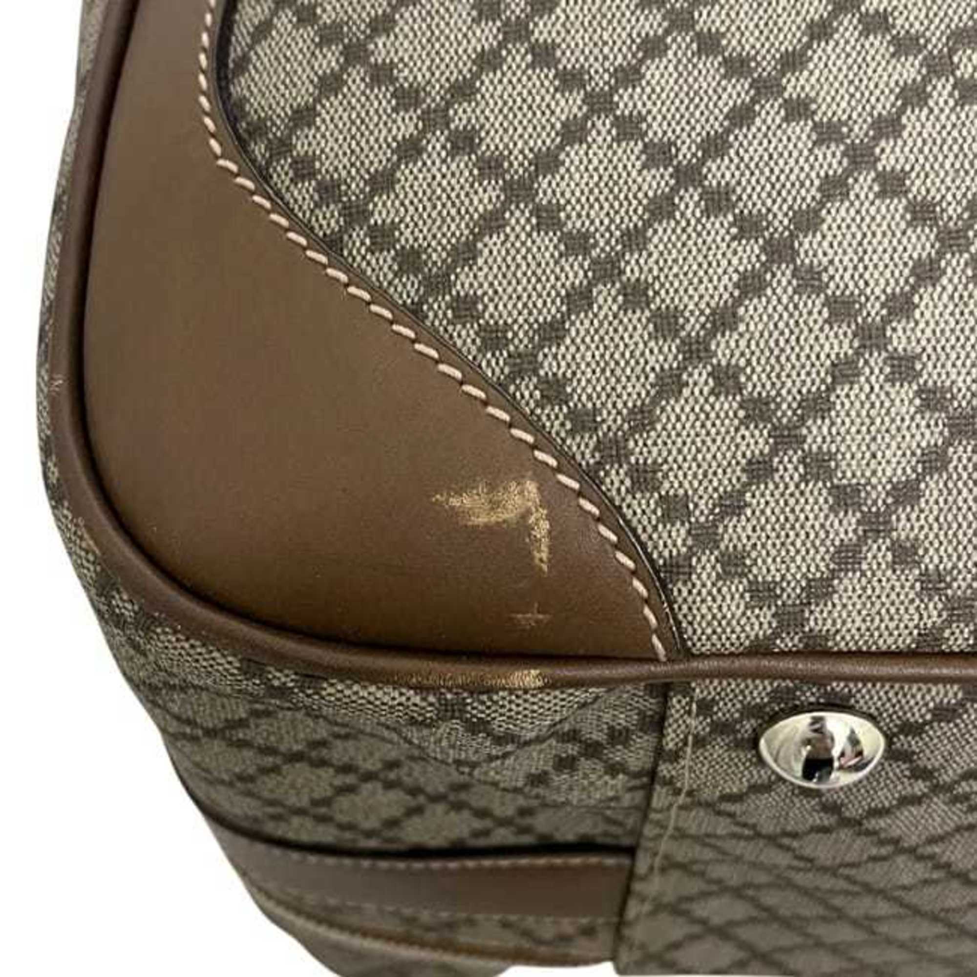 Gucci Beige Brown Pvc Leather Boston Bag Shoulder Bag (Pre-Owned)