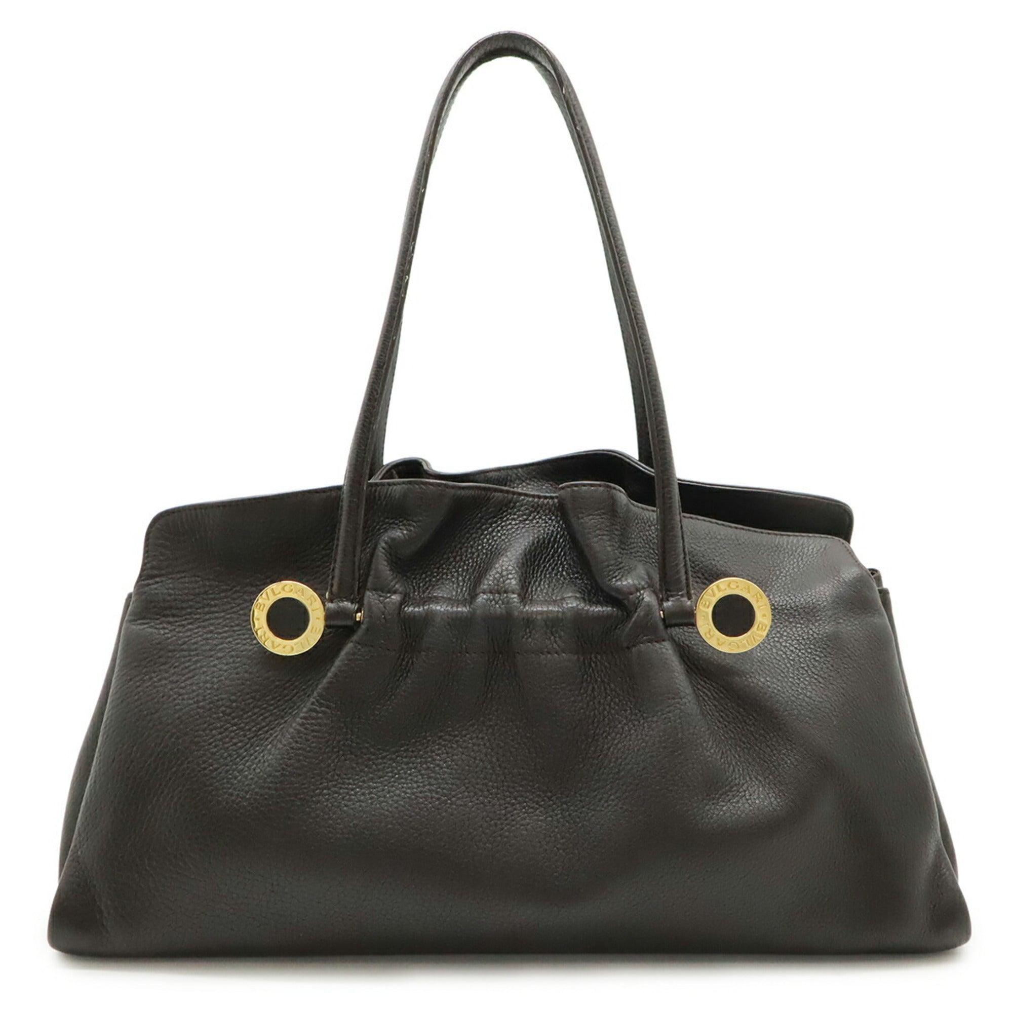 Bvlgari Dark Brown Leather Shoulder Bag Tote Bag (Pre-Owned)