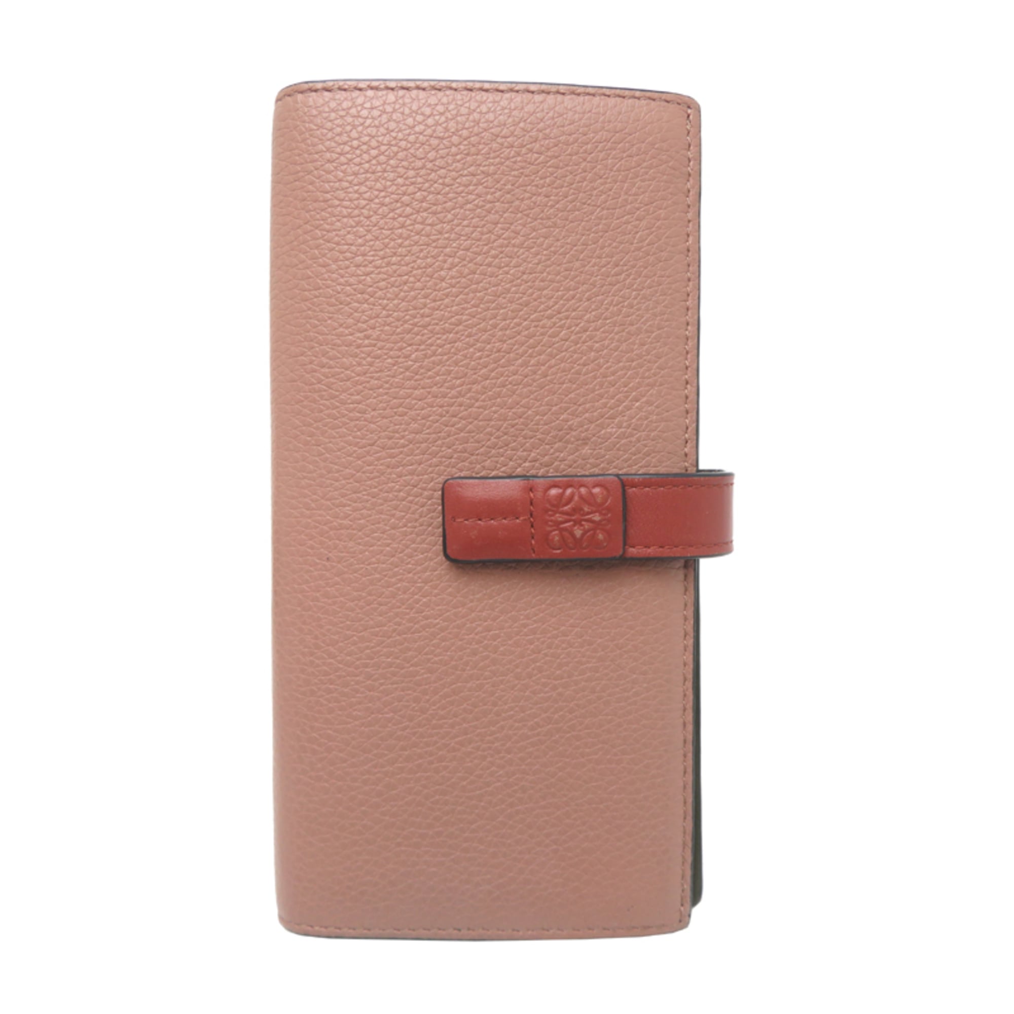 Loewe Beige Khaki Pink Leather Long Wallet (Bi-Fold) (Pre-Owned)