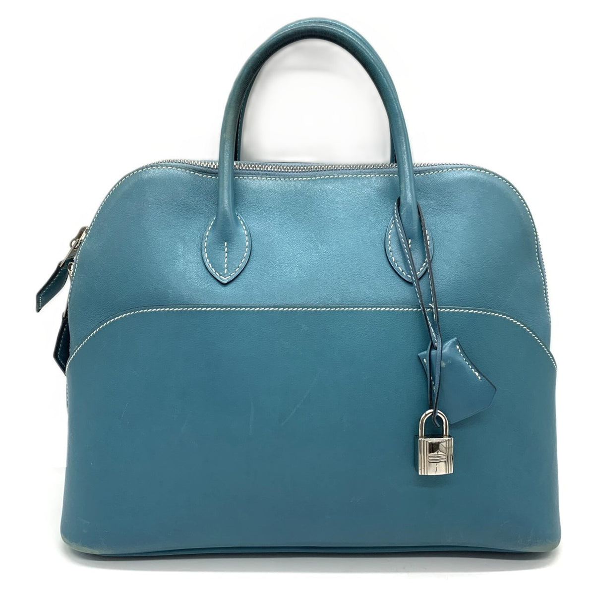 Hermes Bolide Blue Swift Leather Handbag (Pre-Owned)