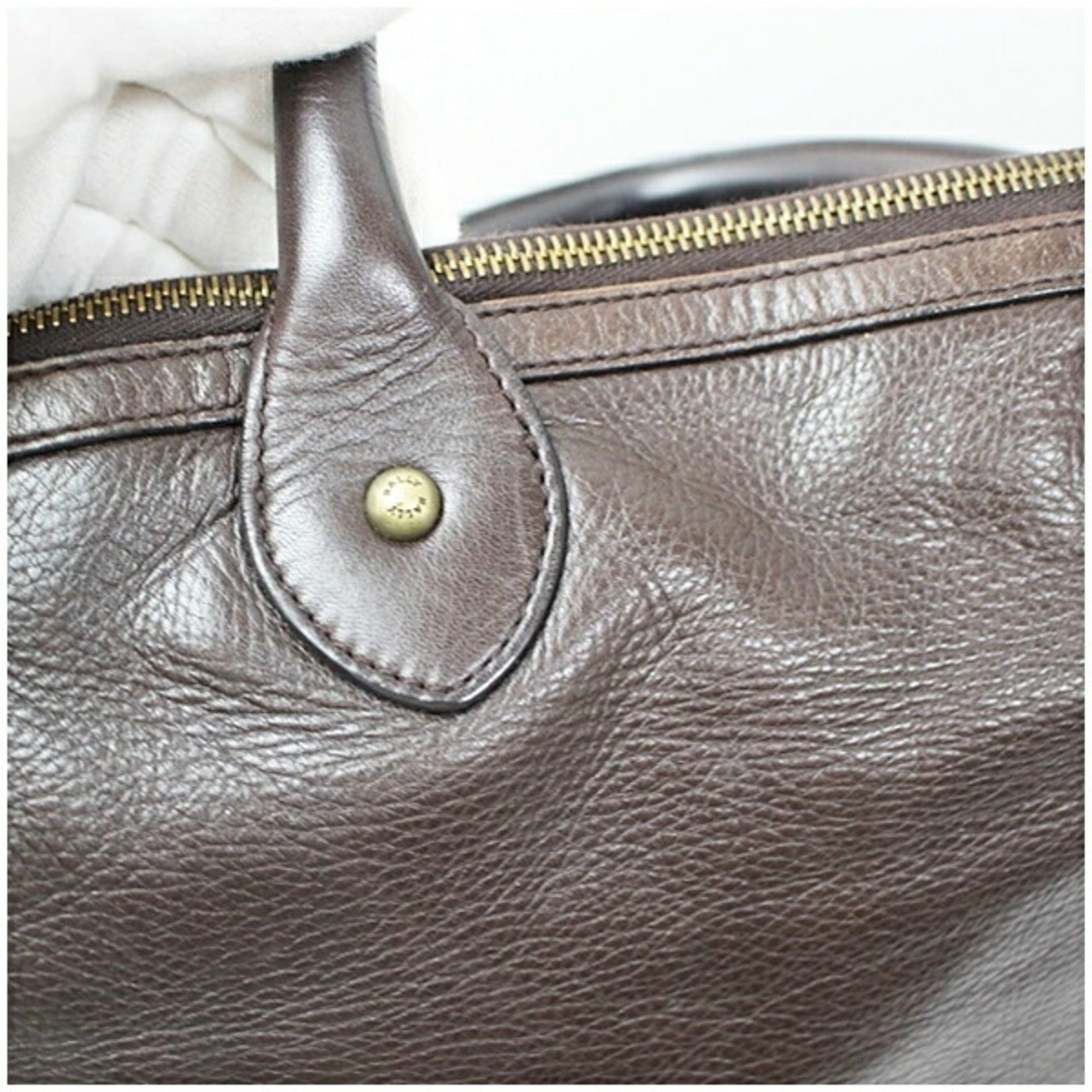 Bally Brown Red Color Leather Tote Bag (Pre-Owned)