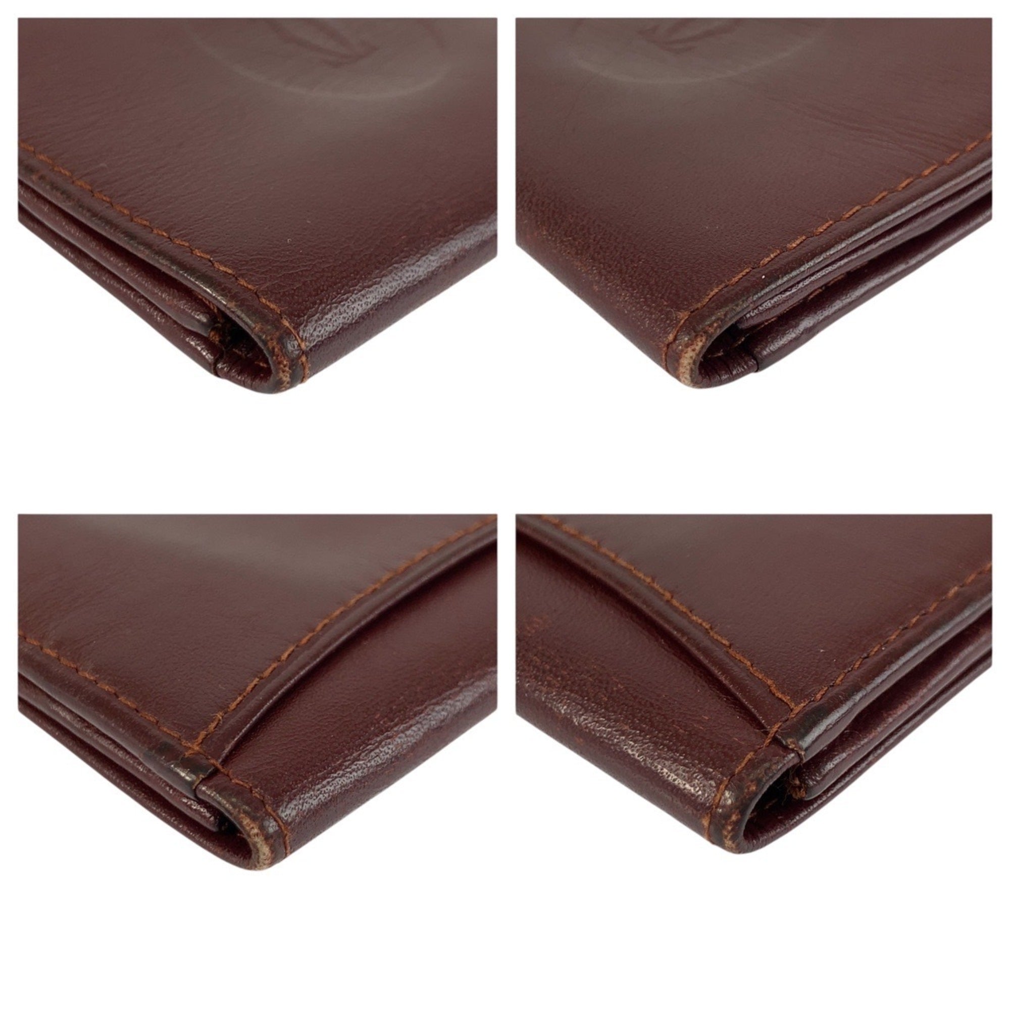 Cartier Bordeaux Leather Coin Purse/Coin Case (Pre-Owned)
