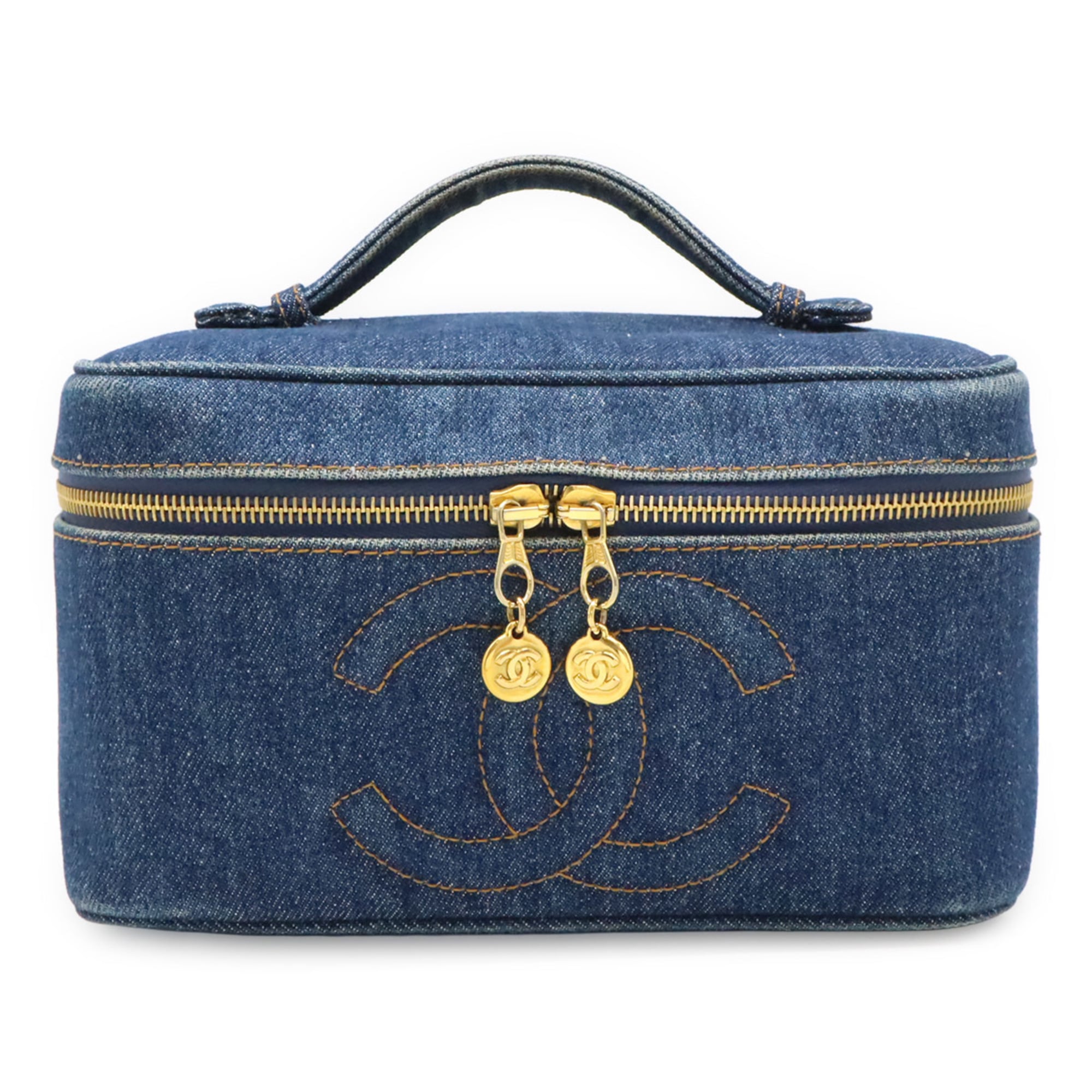 Chanel Blue Denim Handbag Vanity Bag (Pre-Owned)