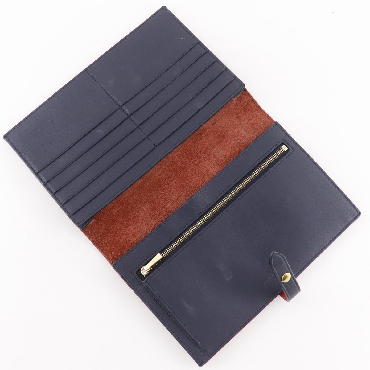 Celine Red Color Leather Long Wallet (Bi-Fold) (Pre-Owned)