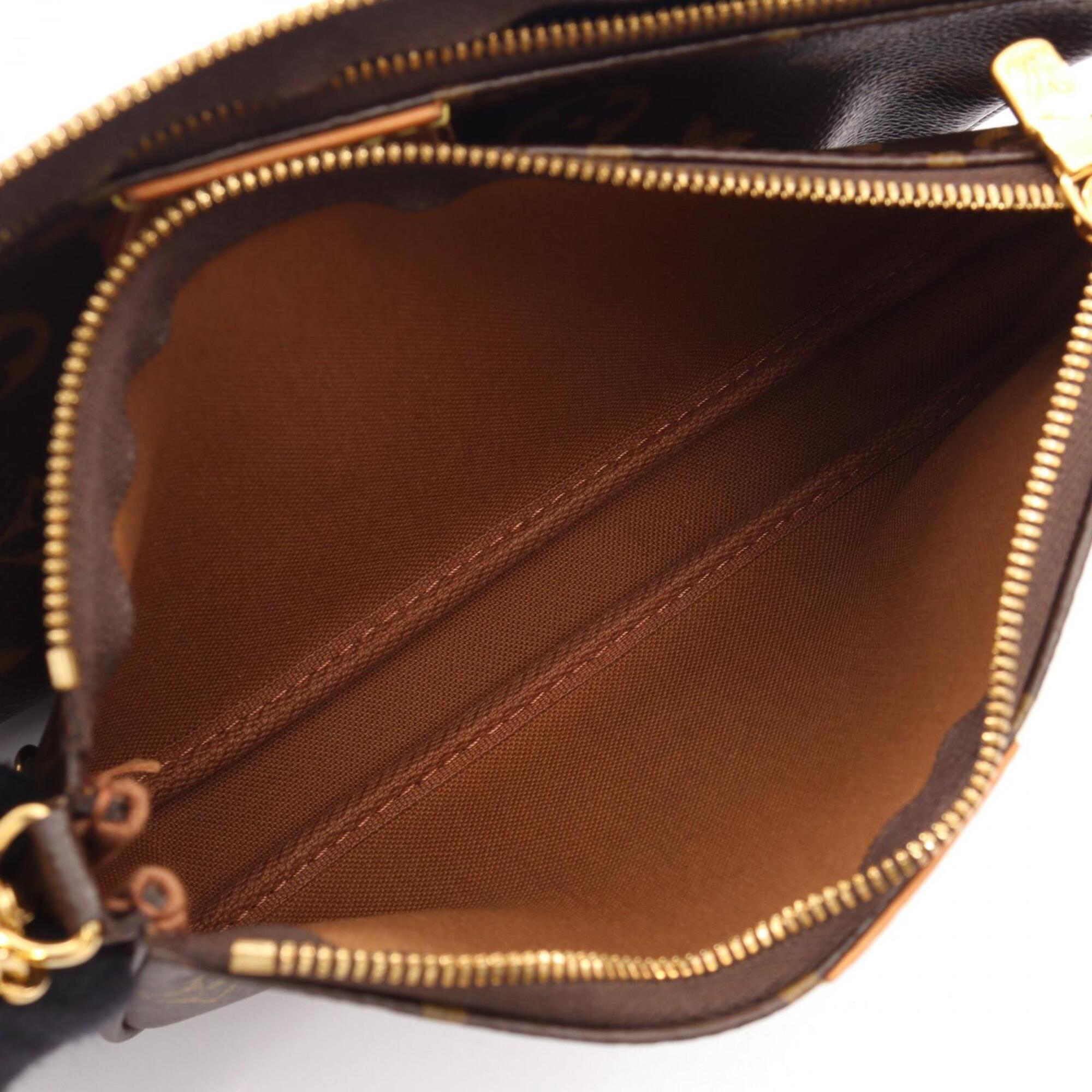 Louis Vuitton Monogram Brown Pink Coated Canvas Leather Pochette Shoulder Bag (Pre-Owned)