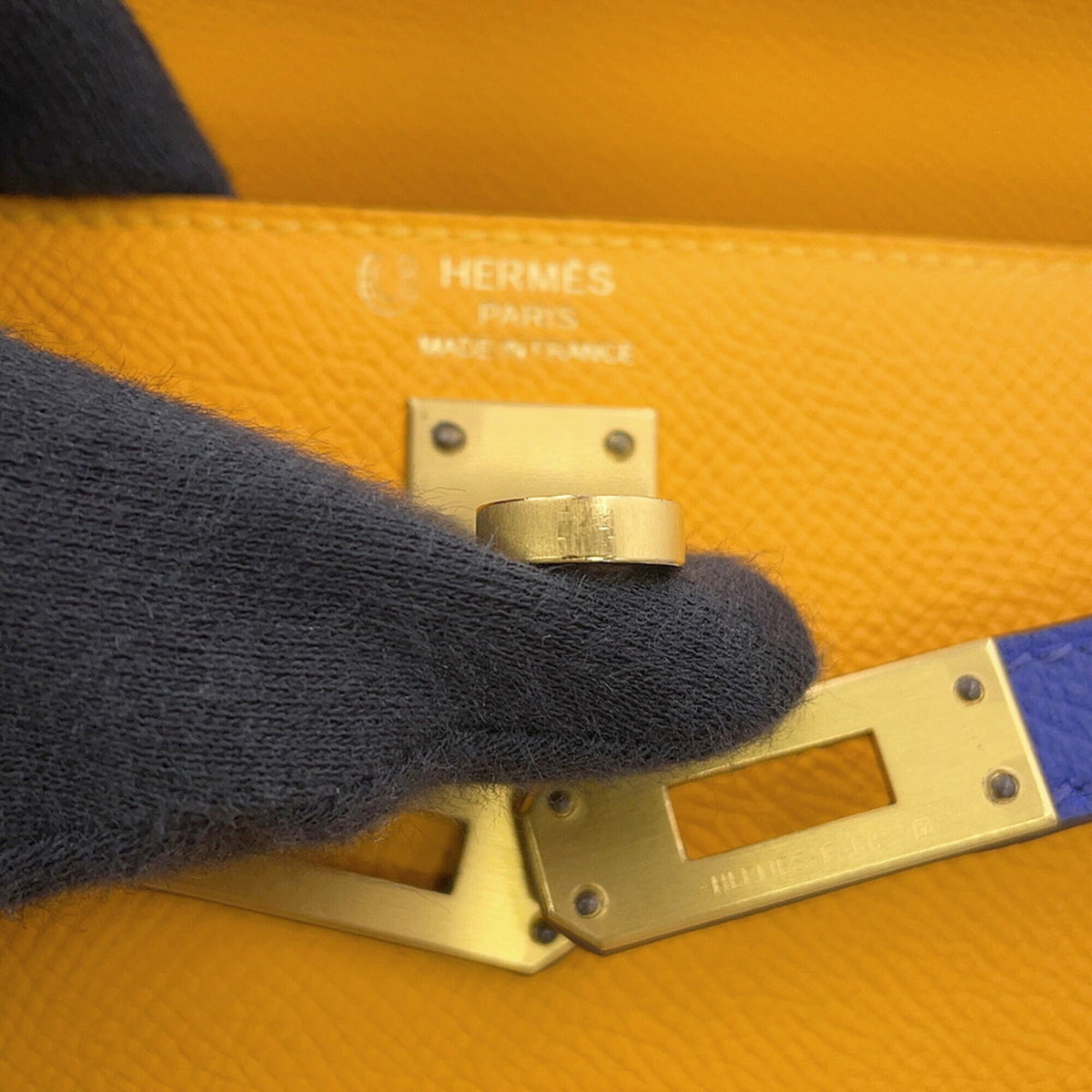 Hermes Kelly Blue Royal Epsom Leather Handbag (Pre-Owned)