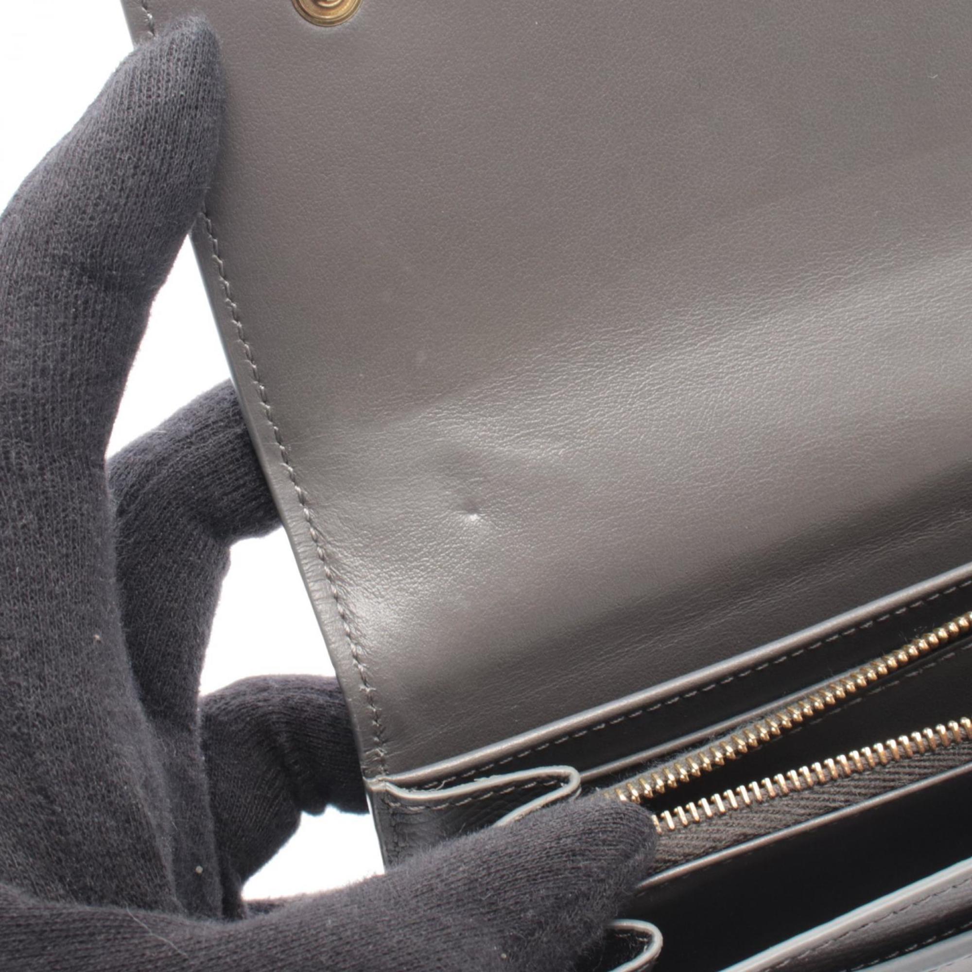 Celine Gray Leather Long Wallet (Bi-Fold) (Pre-Owned)