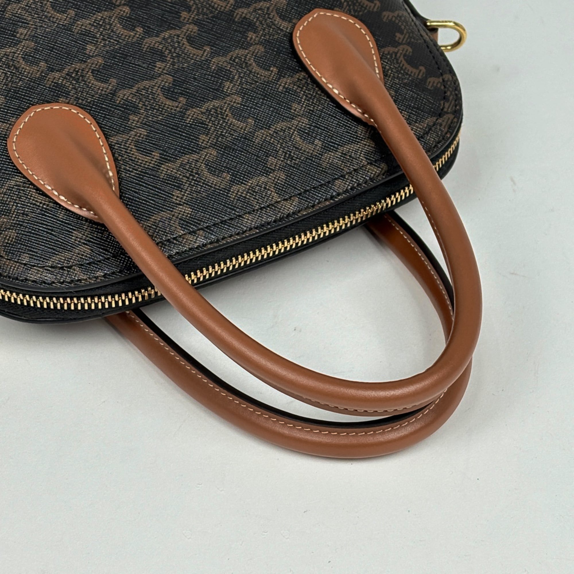 Celine Black Brown Coated Canvas Leather Handbag Shoulder Bag (Pre-Owned)