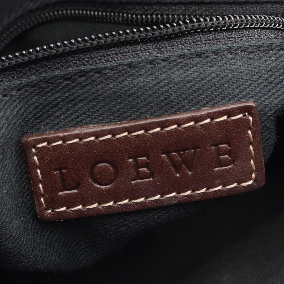 Loewe Brown Navy Canvas Leather Handbag Tote Bag (Pre-Owned)
