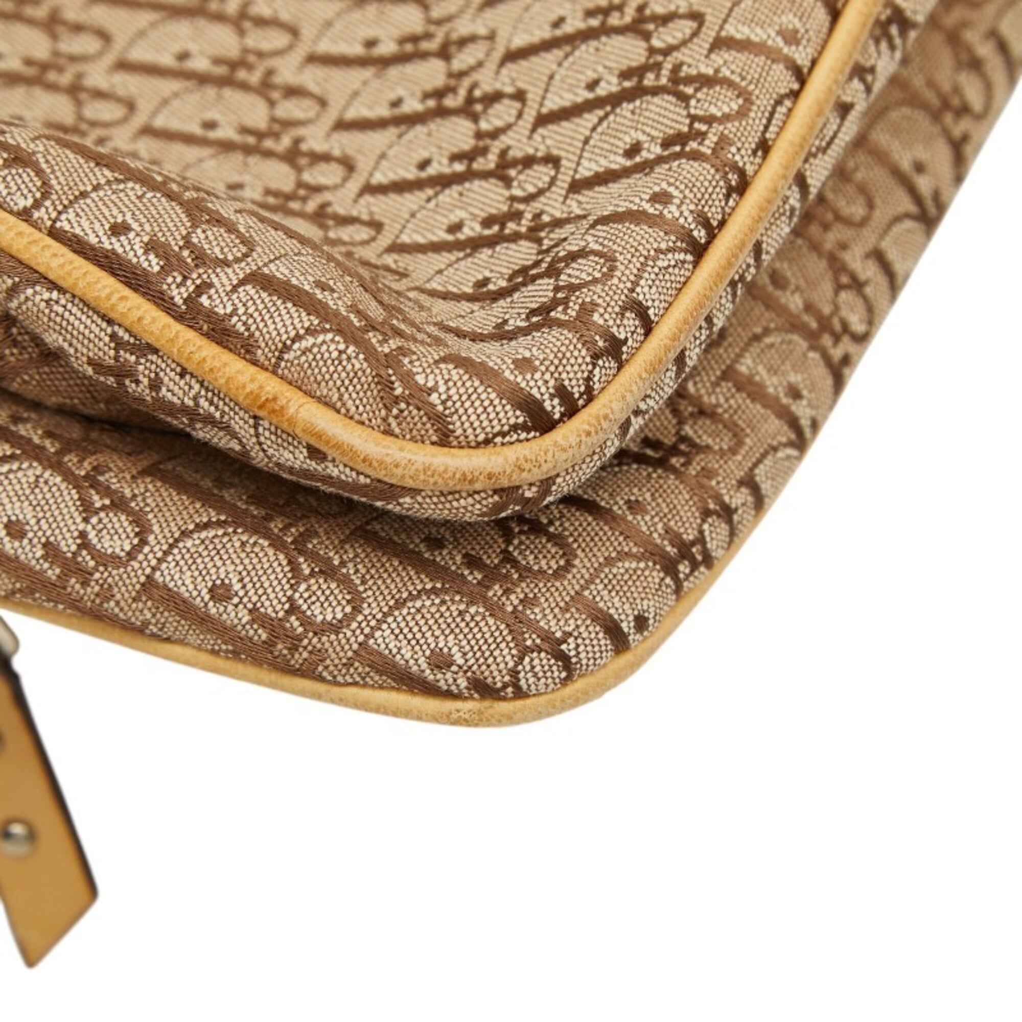 Christian Dior Beige Canvas Leather Shoulder Bag (Pre-Owned)