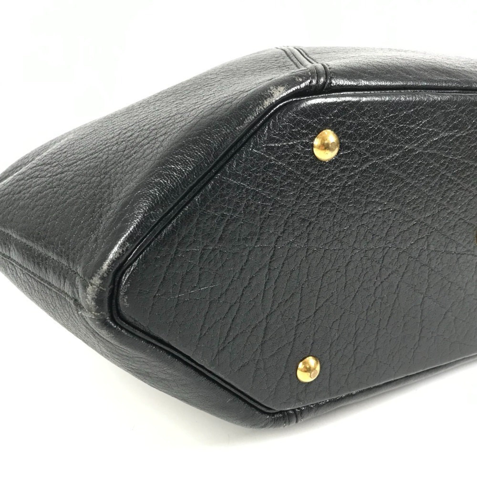 Hermes Black Leather Handbag Tote Bag (Pre-Owned)