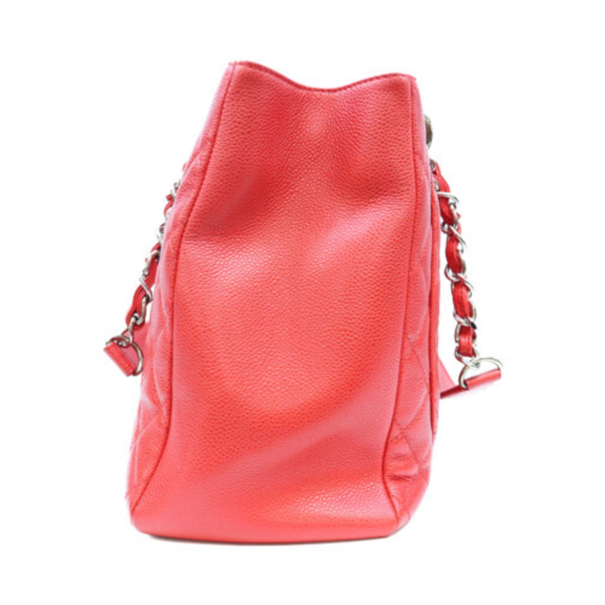 Chanel Red Color Grained Calfskin Tote Bag (Pre-Owned)