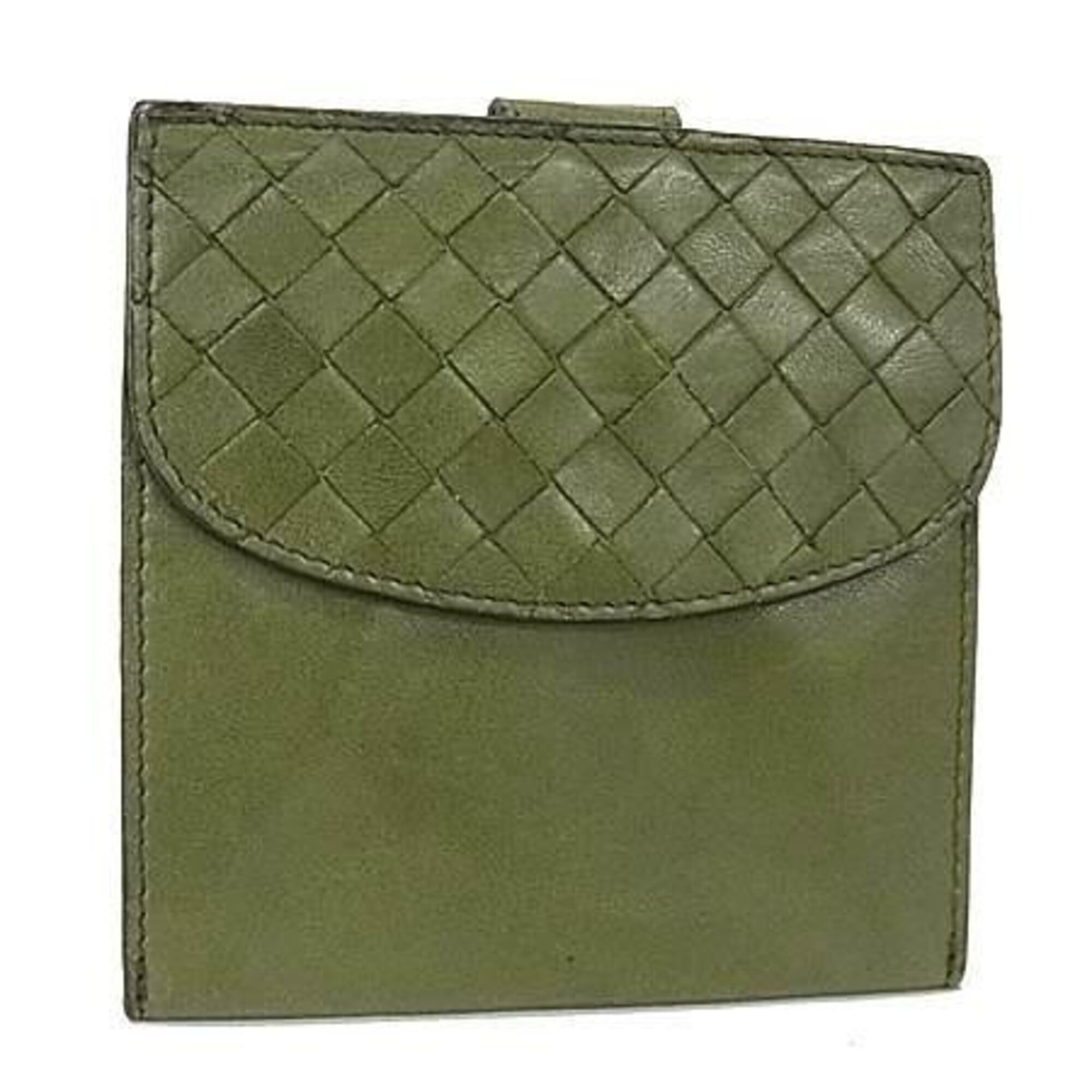 Bottega Veneta Intrecciato Khaki Leather Wallet (Bi-Fold) (Pre-Owned)