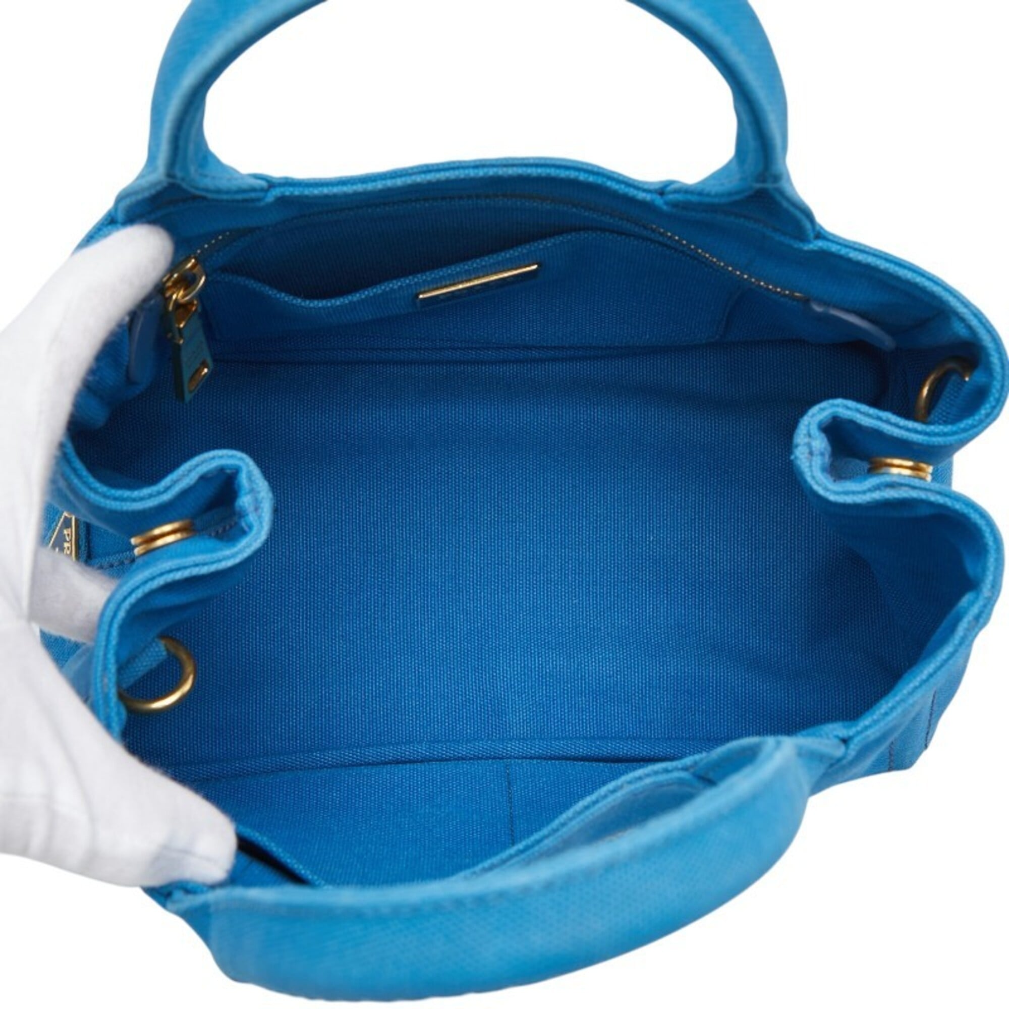 Prada Light Blue Canvas Handbag Shoulder Bag (Pre-Owned)
