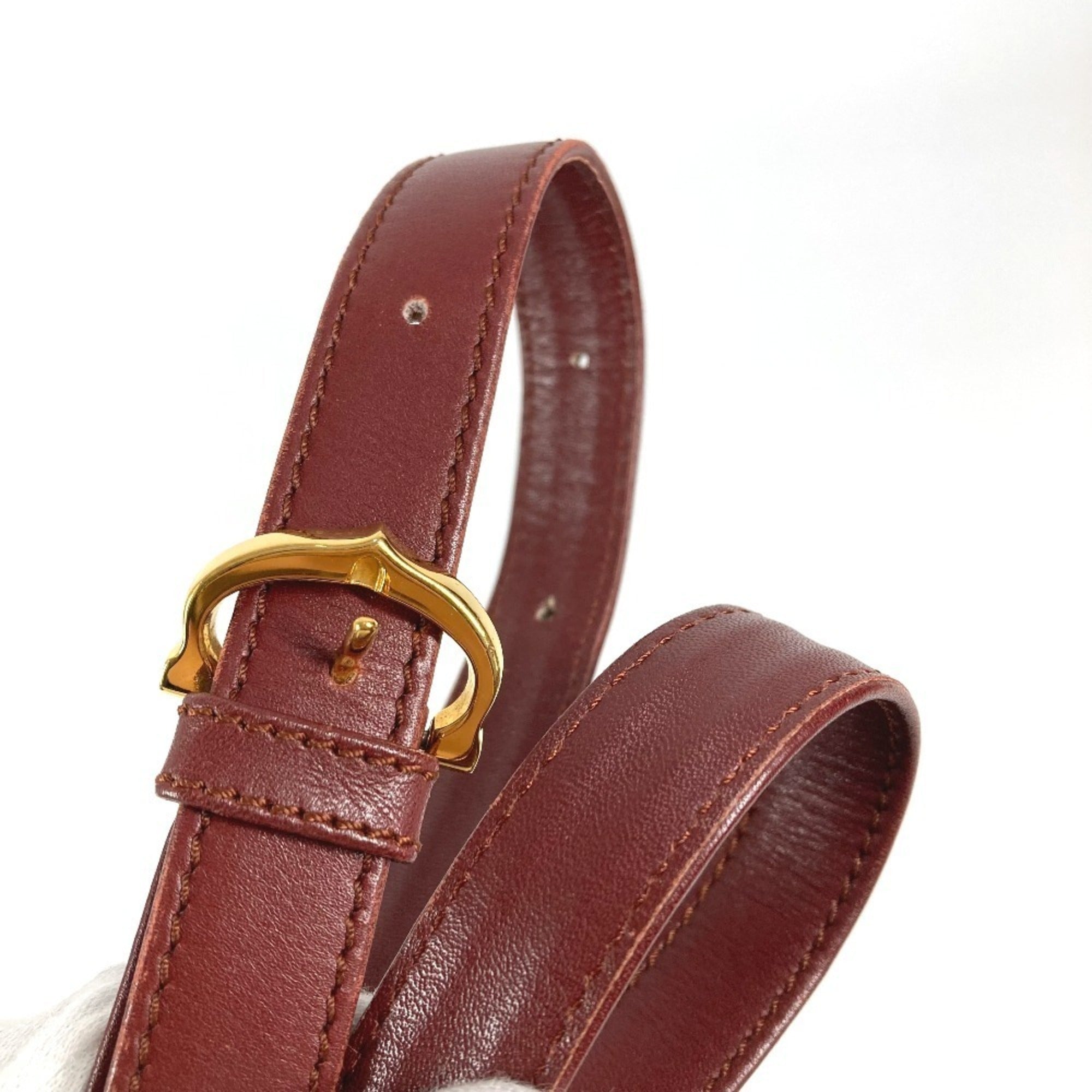 Cartier Must Wine Red Leather Shoulder Bag (Pre-Owned)