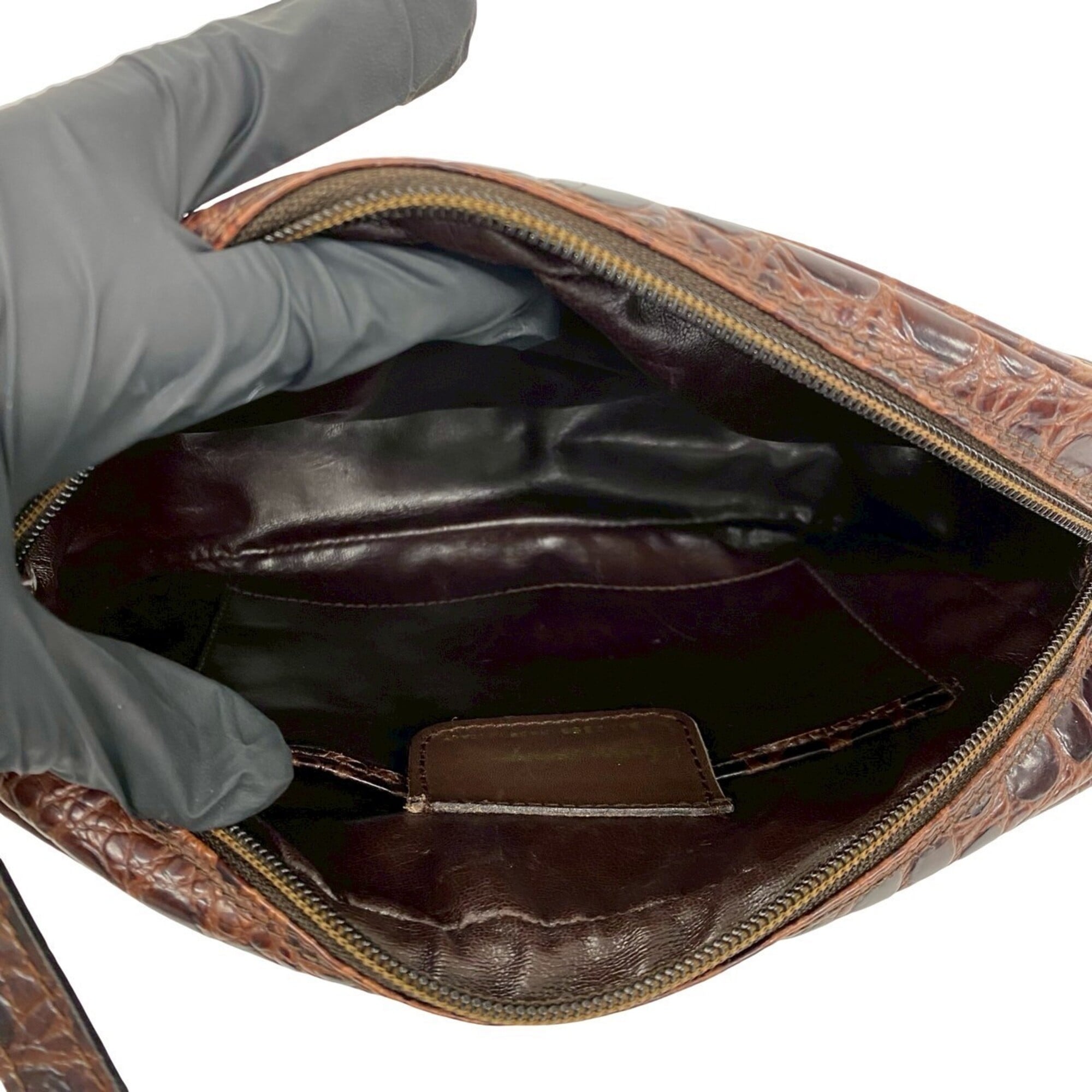 Salvatore Ferragamo Brown Leather Pochette Shoulder Bag (Pre-Owned)