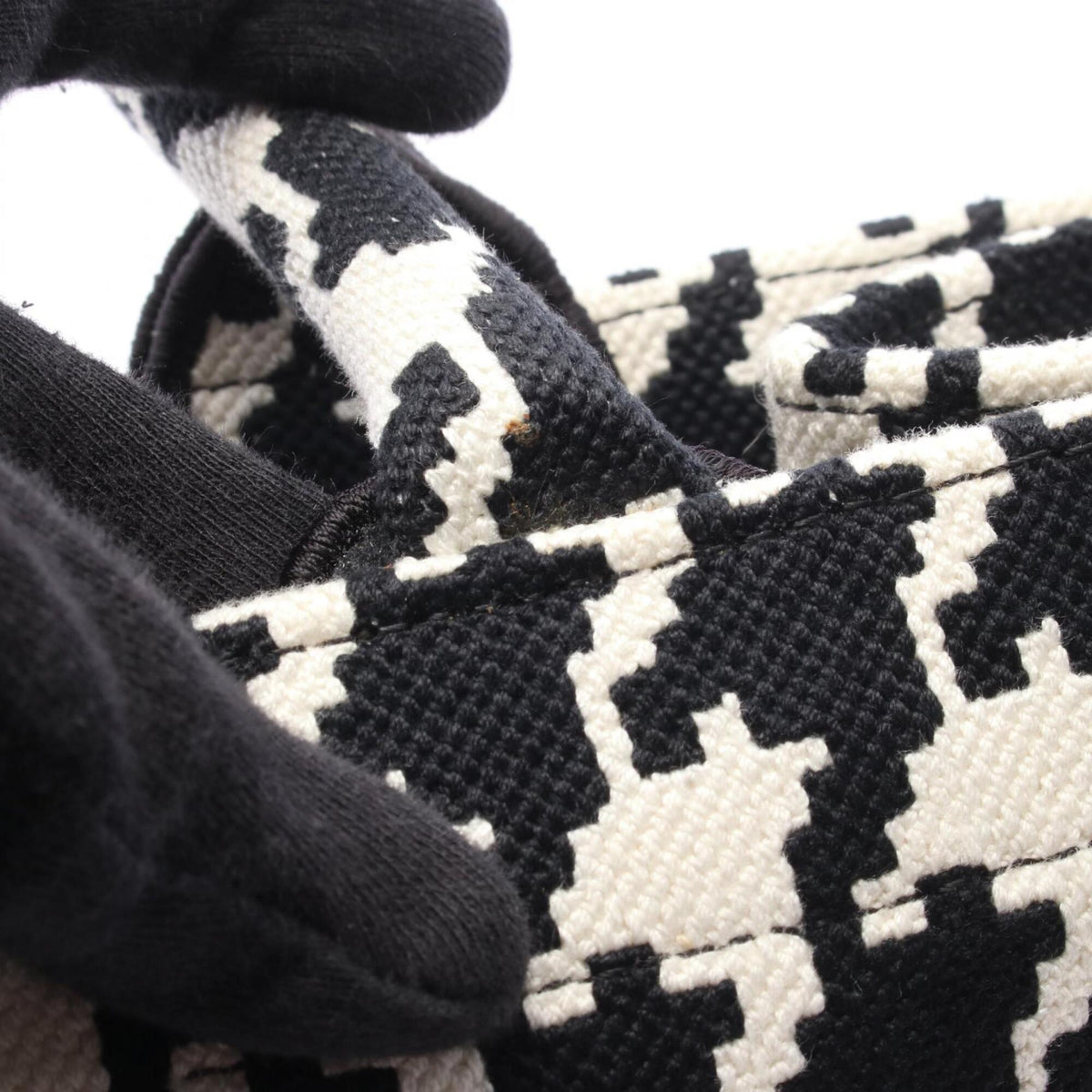 Christian Dior Black White Canvas Handbag Tote Bag (Pre-Owned)
