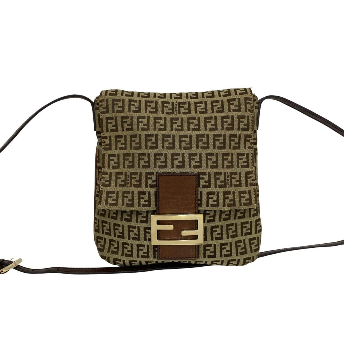 Fendi Brown Canvas Leather Shoulder Bag (Pre-Owned)