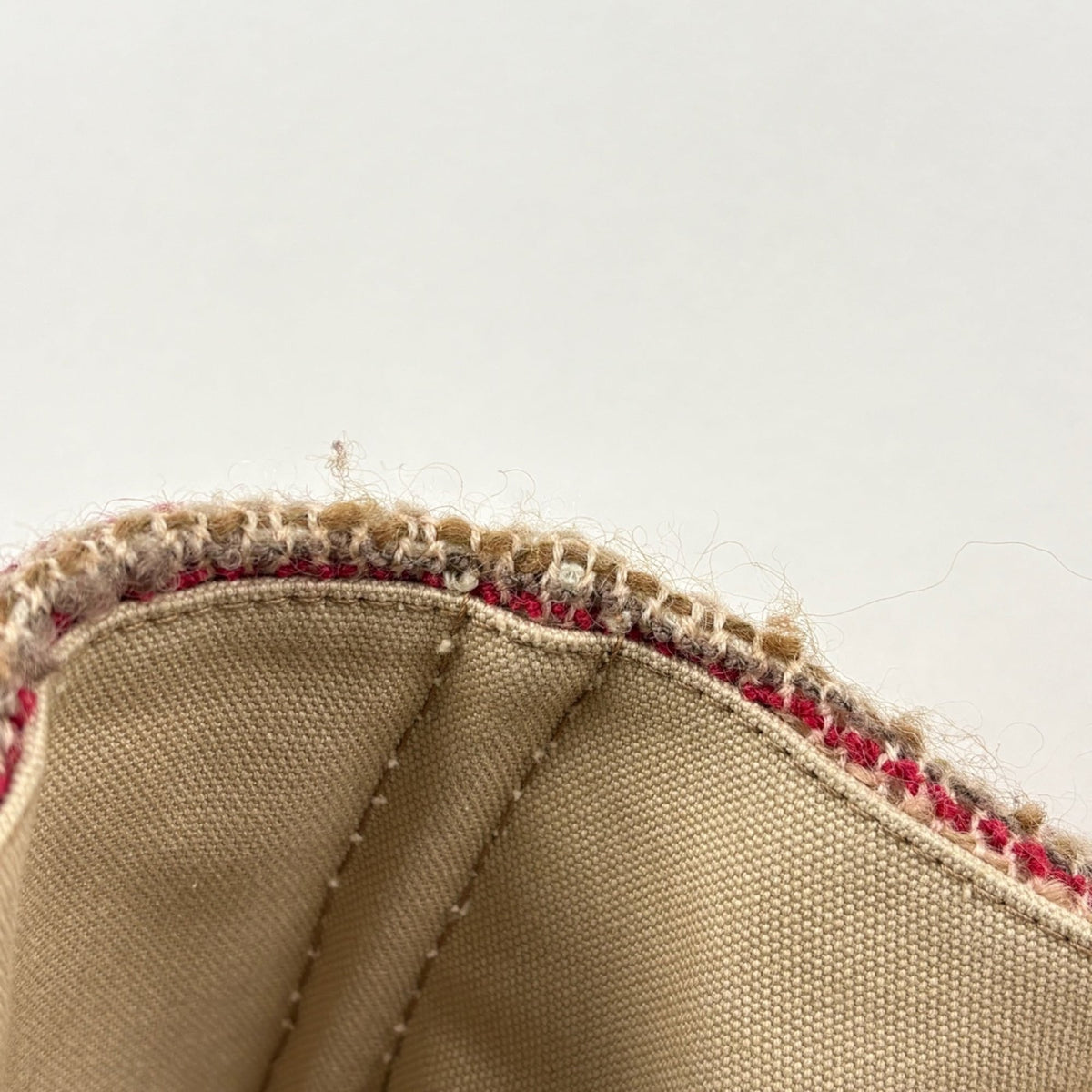 Prada Red Color Tweed Suede Tote Bag (Pre-Owned)