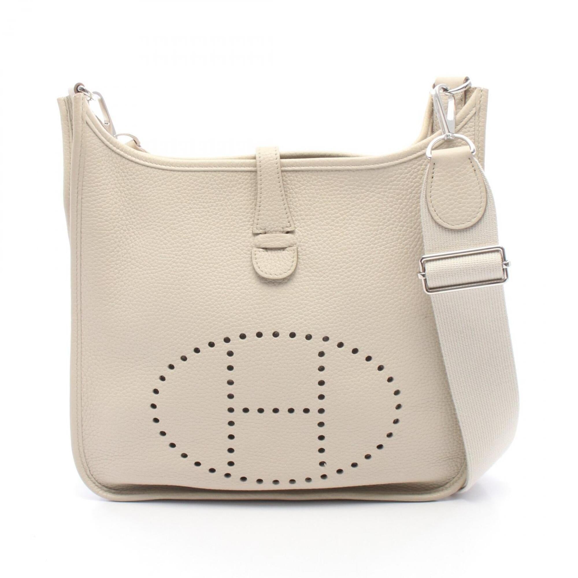 Hermes Beige Taurillon Clemence Leather Handbag Shoulder Bag (Pre-Owned)