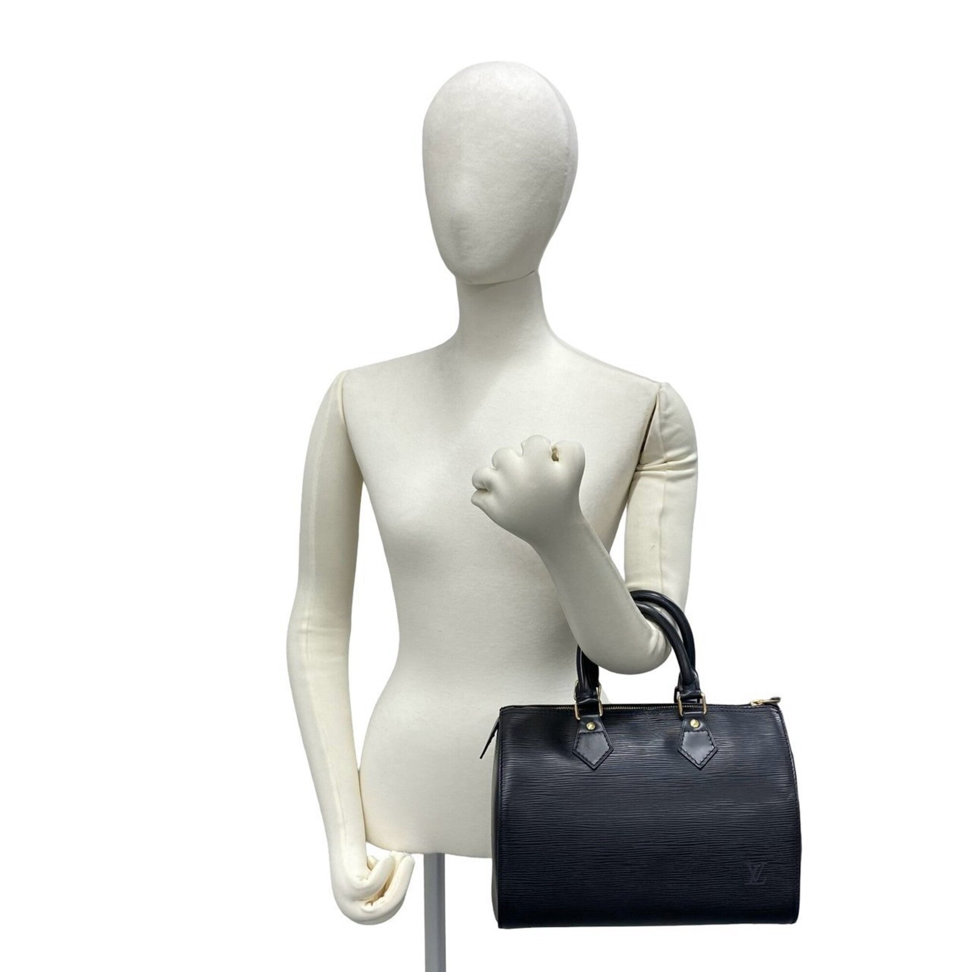 Louis Vuitton Black Leather Boston Bag Handbag (Pre-Owned)