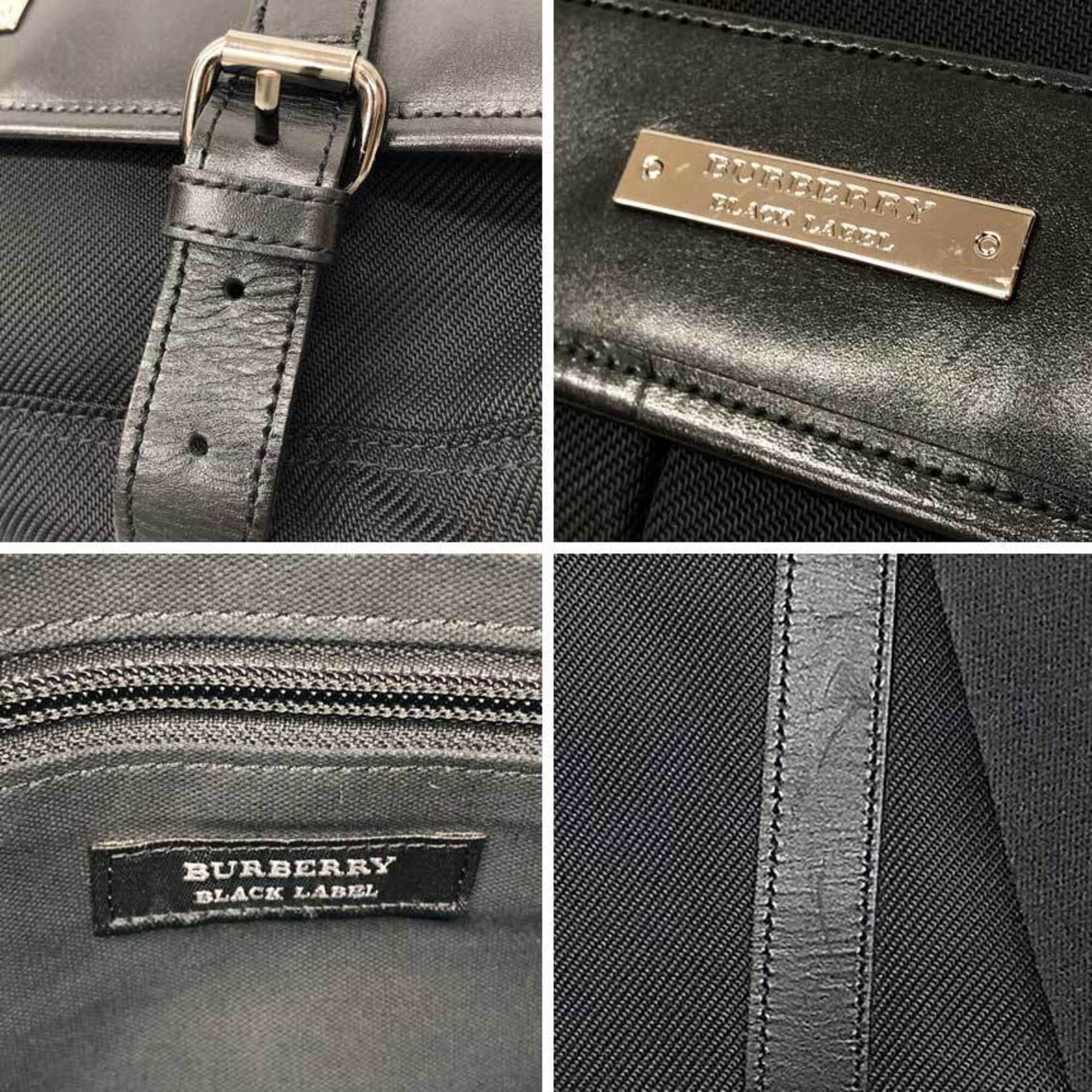 Burberry Black Nylon Canvas Leather Messenger Bag Shoulder Bag (Pre-Owned)