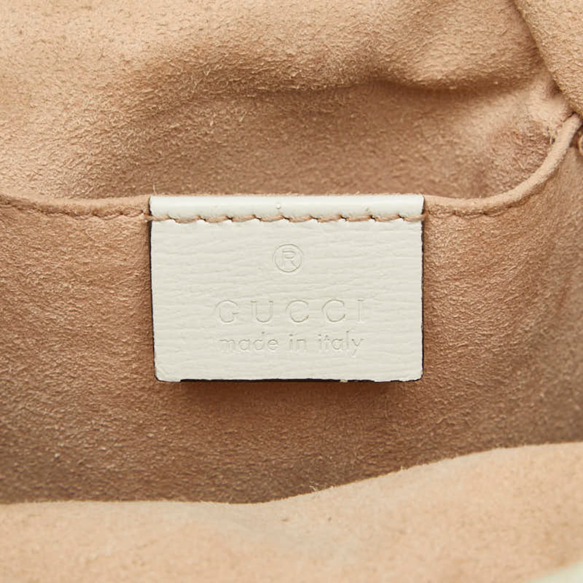 Gucci Beige White Canvas Leather Shoulder Bag (Pre-Owned)