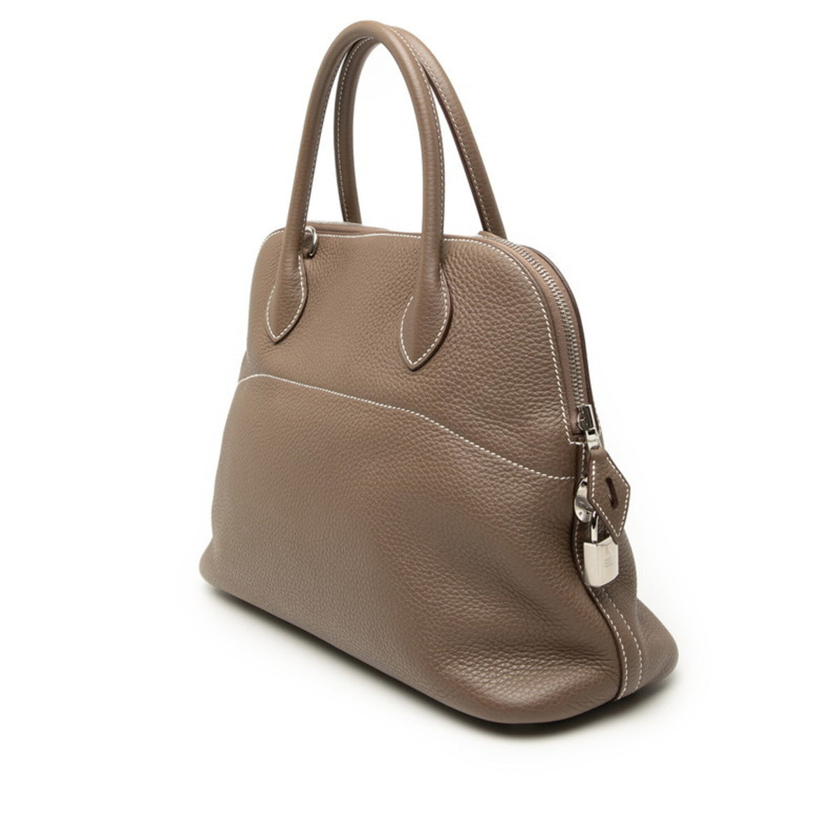 Hermes Bolide Brown Etoupe Gray Taurillon Clemence Leather Handbag Shoulder Bag (Pre-Owned)
