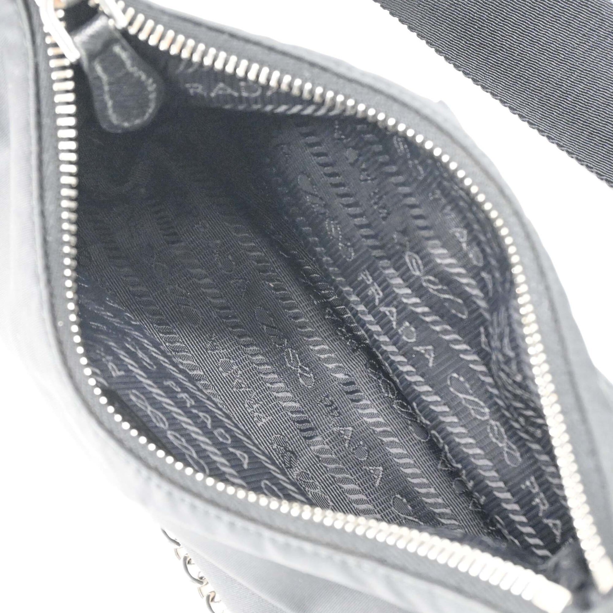 Prada Black Nylon Leather Handbag Pouch Shoulder Bag (Pre-Owned)