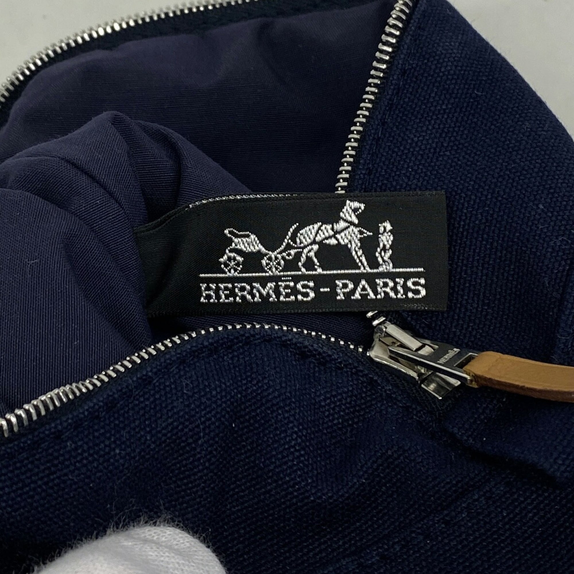 Hermes Navy Canvas Pouch (Pre-Owned)