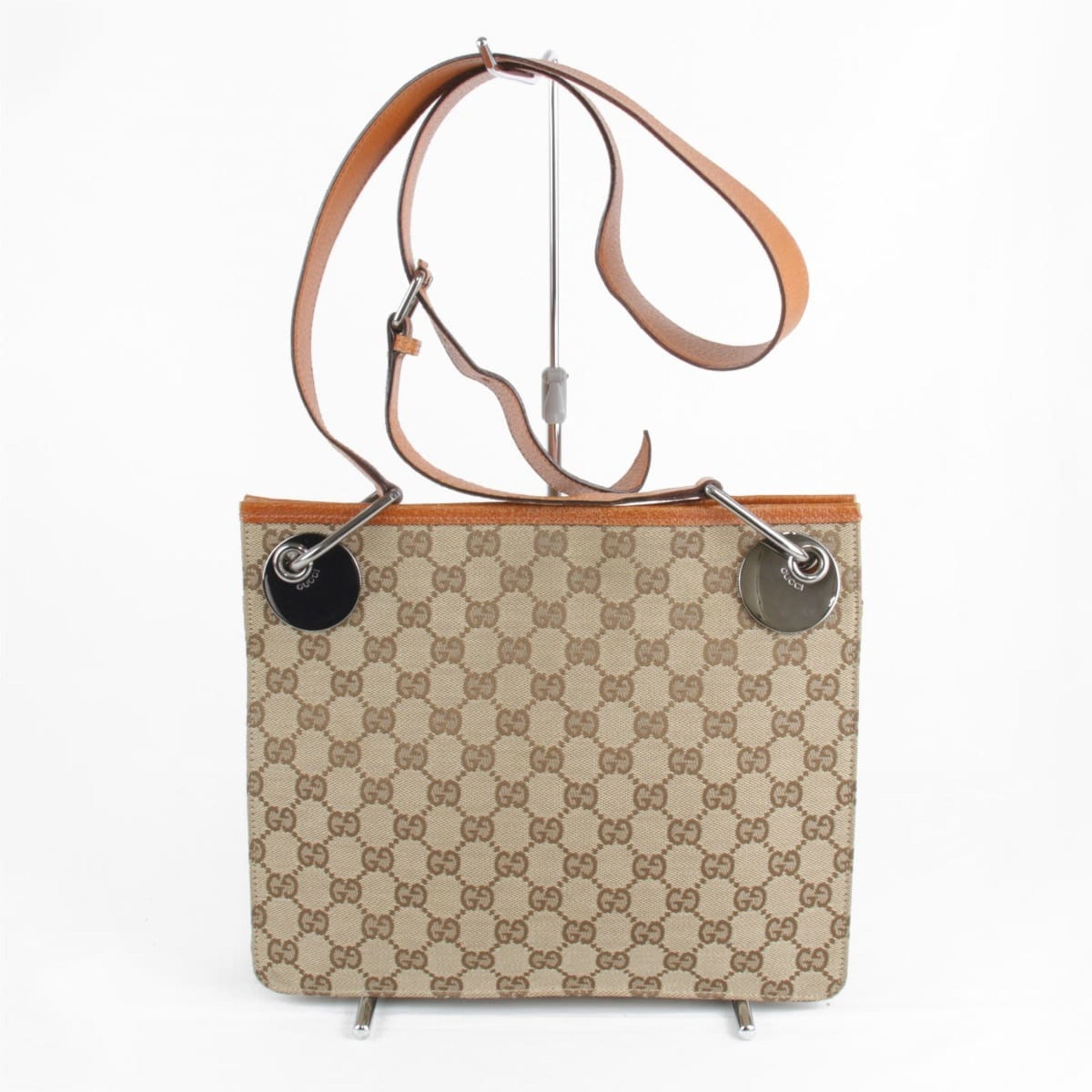 Gucci Gg Canvas Beige Gg Canvas Shoulder Bag (Pre-Owned)