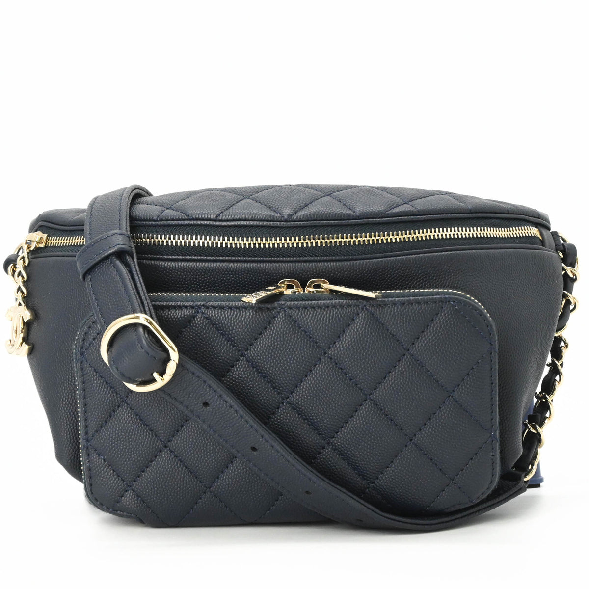Chanel Navy Grained Calfskin Sling Bag (Pre-Owned)