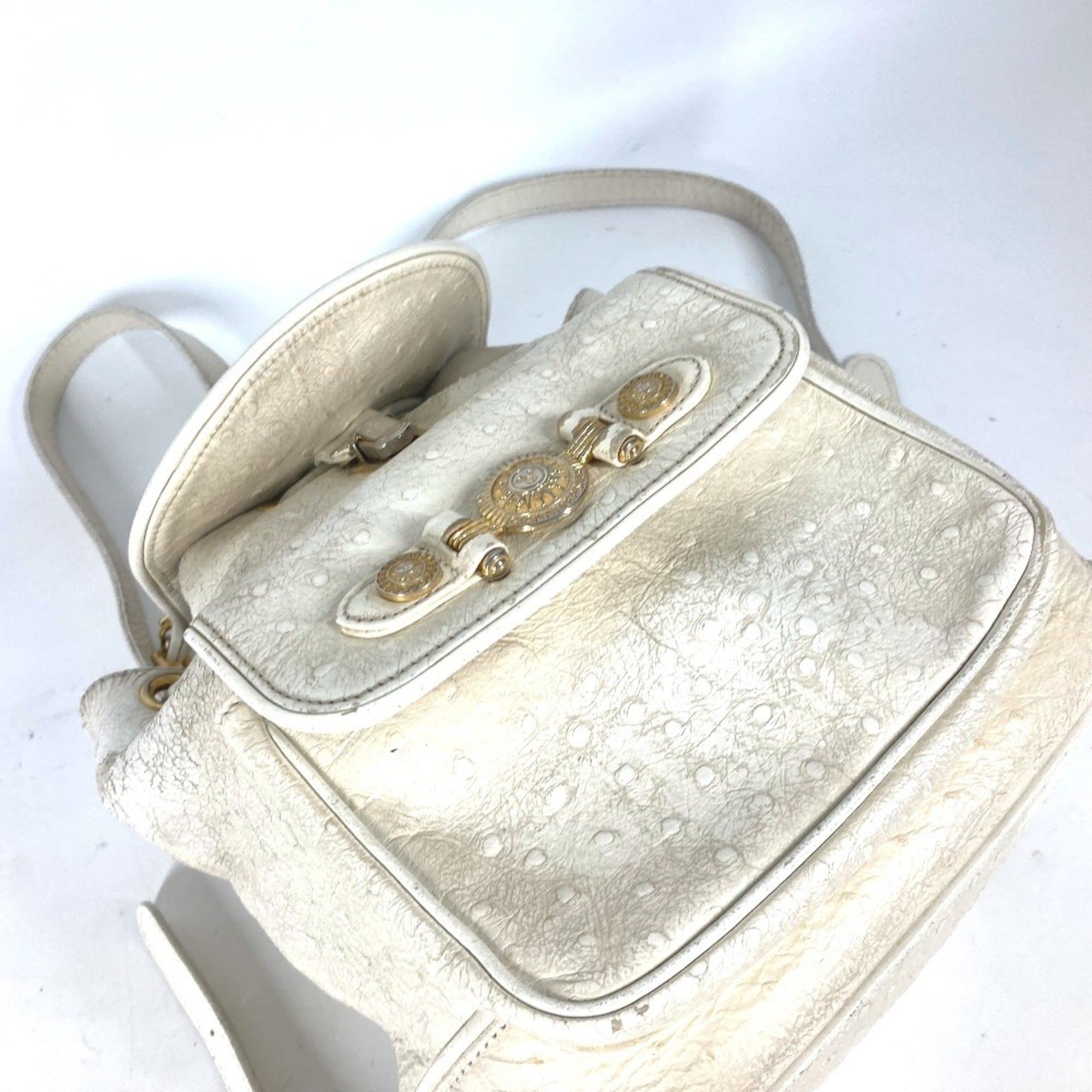 Versace Gold Ivory Leather Backpack (Pre-Owned)